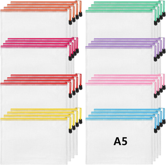 Jetec 32 Pcs Mesh Zipper Bags Toy Storage Bikini Organizer Bag Bolsas Para Guardar Trajes De Baño Waterproof Zipper Reusable Pouch Puzzle Multipurpose for Storage Office(Stylish Color,9 x 7 Inch)