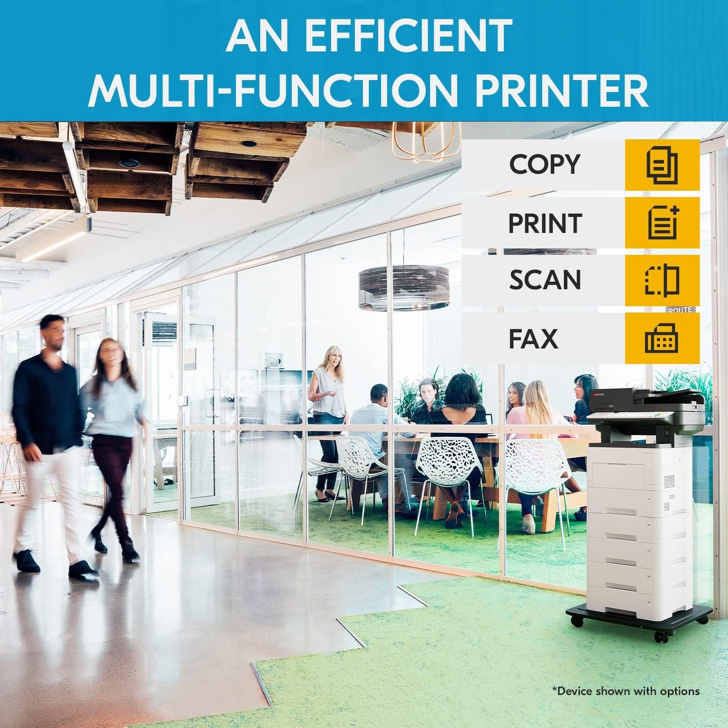 KYOCERA ECOSYS MA6000ifx All-in-One Monochrome Laser Printer (Print/Copy/Scan/Fax), 62 ppm, Up to Fine 1200 dpi, Gigabit Ethernet HyPAS Capable, 7 inch Touchscreen Panel, 512 MB