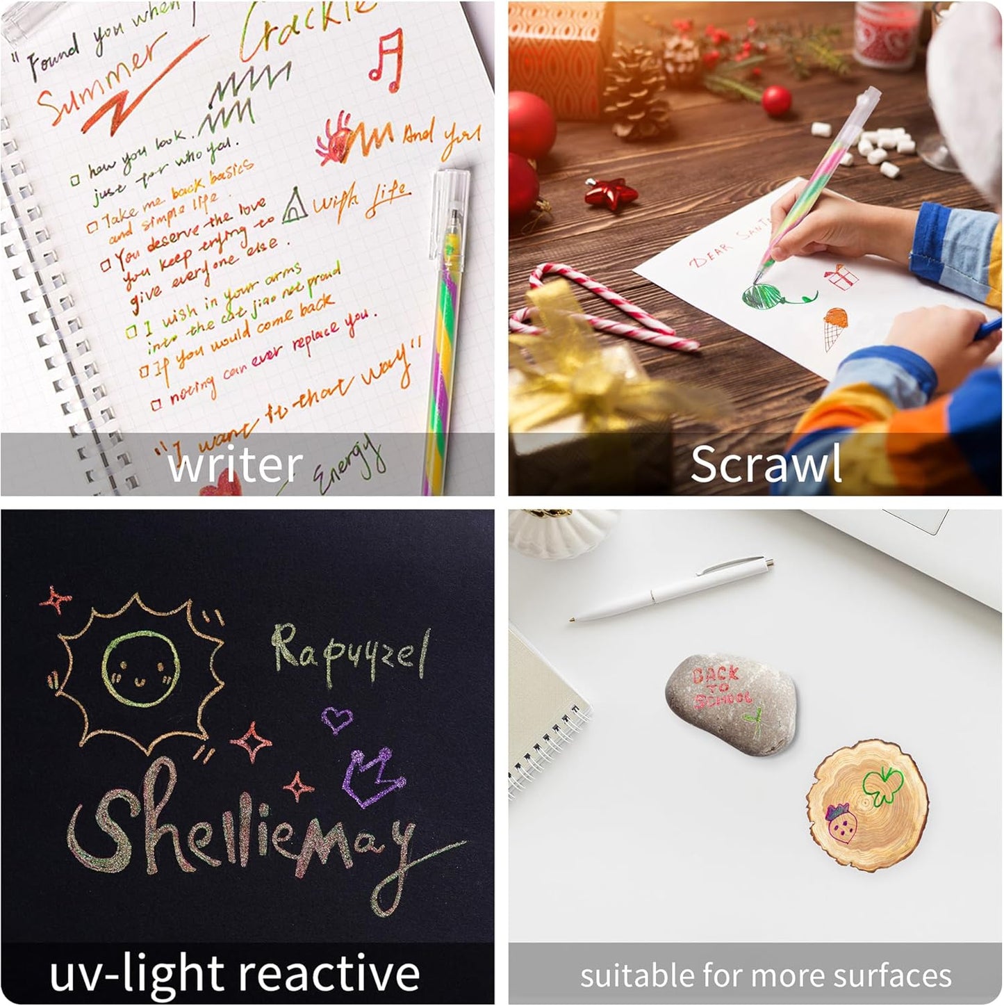 LIULIUCAI 12 Pack Mixing of 3 Colors Rainbow Gel Pens Color Changing Ballpoint Pen Glitter Pen Set for Adults Coloring Books Drawing Doodling Scrapbooking Notes Updated Version