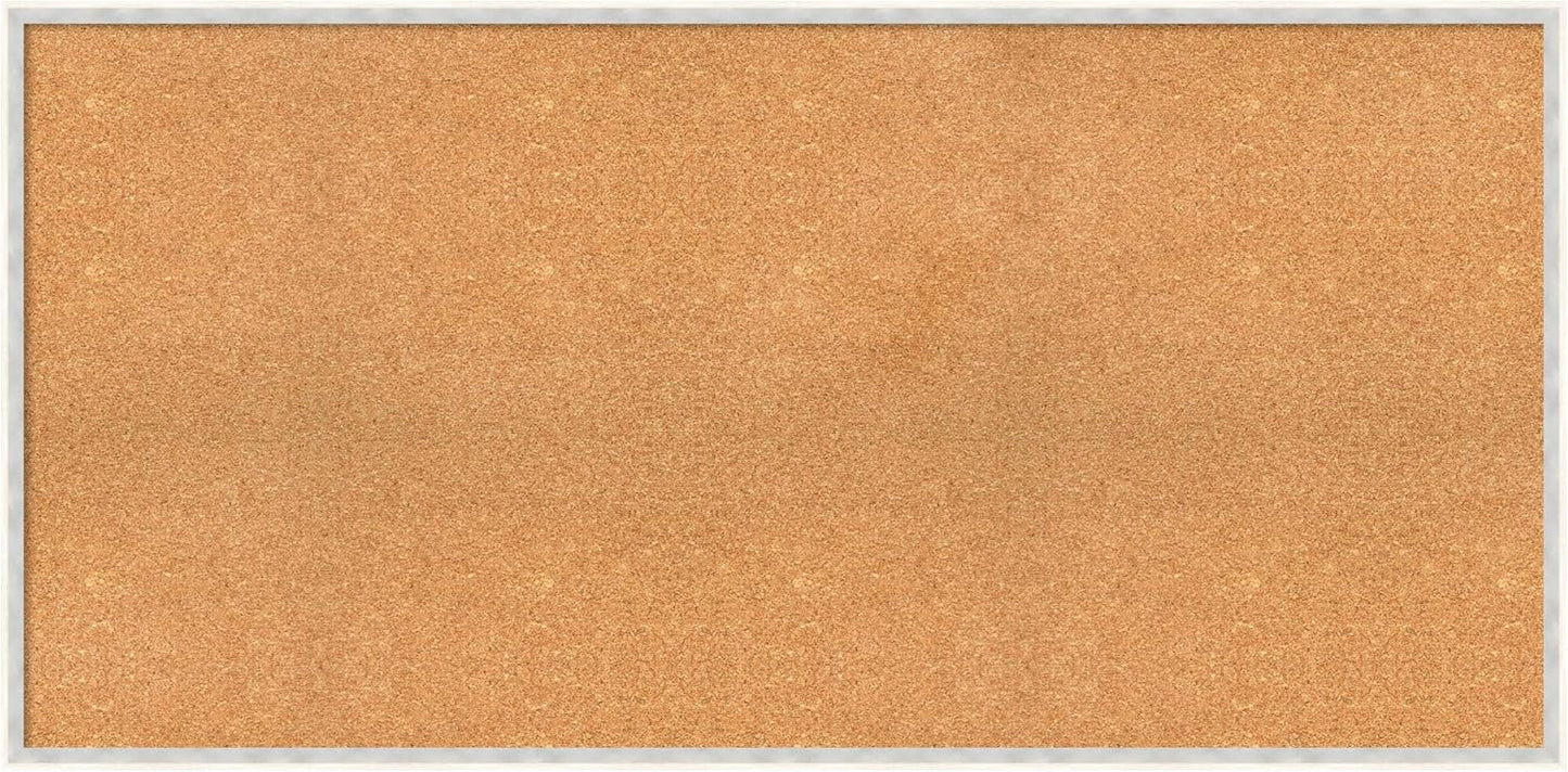 Amanti Art Natural Cork Board for Wall, 27x55 Vision Board with White Frame, Oversize Corkboard Office Decor for Home Organization, Modern Corkboard Pinboard to Display Items for Home Organization in
