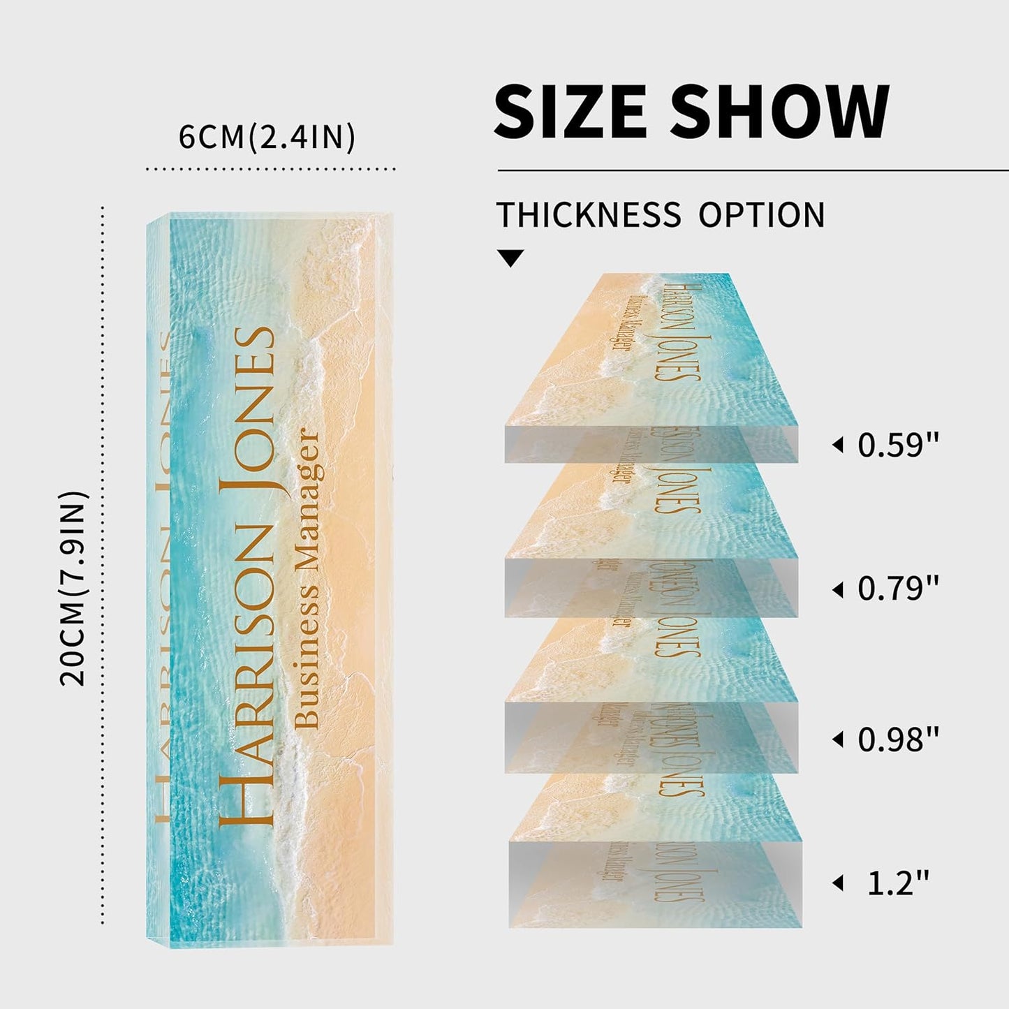 Personalized Name Plate for Desk, Custom Desk Name Plate, Acrylic Name Plate Office Desk Accessories, Personalized Office Gifts for Coworkers Teachers, Employee Appreciation Gifts (B-Beach)