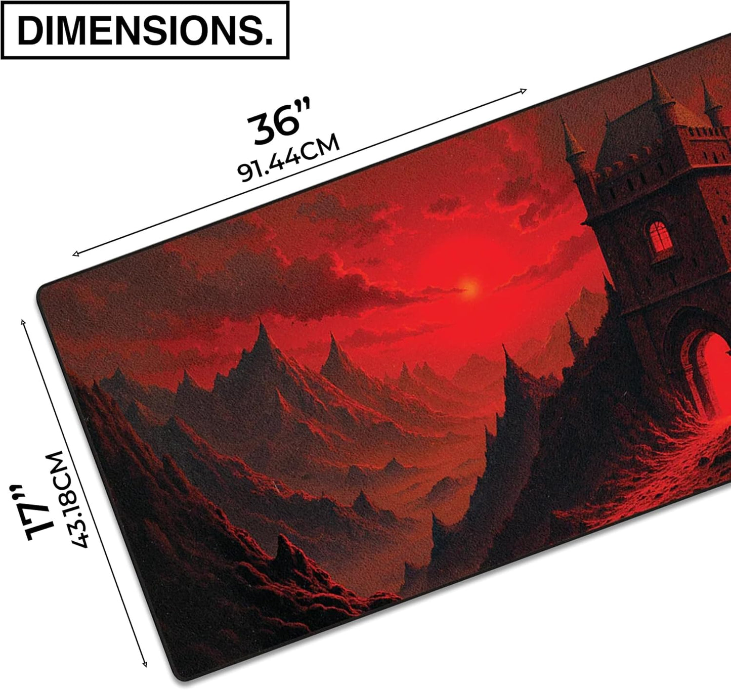 MPCO. Dark Fantasy Large Gaming Desk Pad - 36" x 17" Aeroglyde Fabric The Scarlet Passage Desk Mats - Non-slip, Washable, Smooth Glide for Precision Gaming & Work