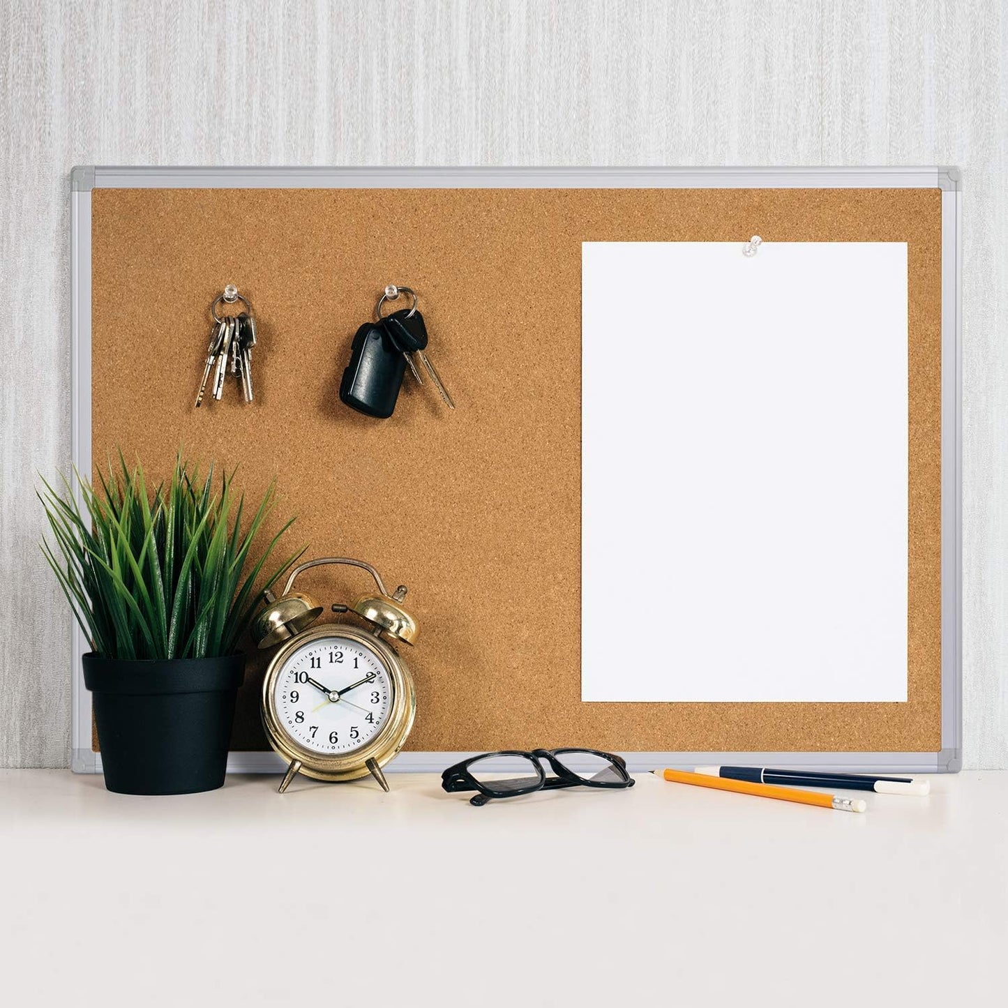 Board2by Cork Board Bulletin Board 24 x 36, Silver Aluminium Framed 2x3 Corkboard, Office Board for Wall Cork, Large Wall Mounted Notice Pin Board