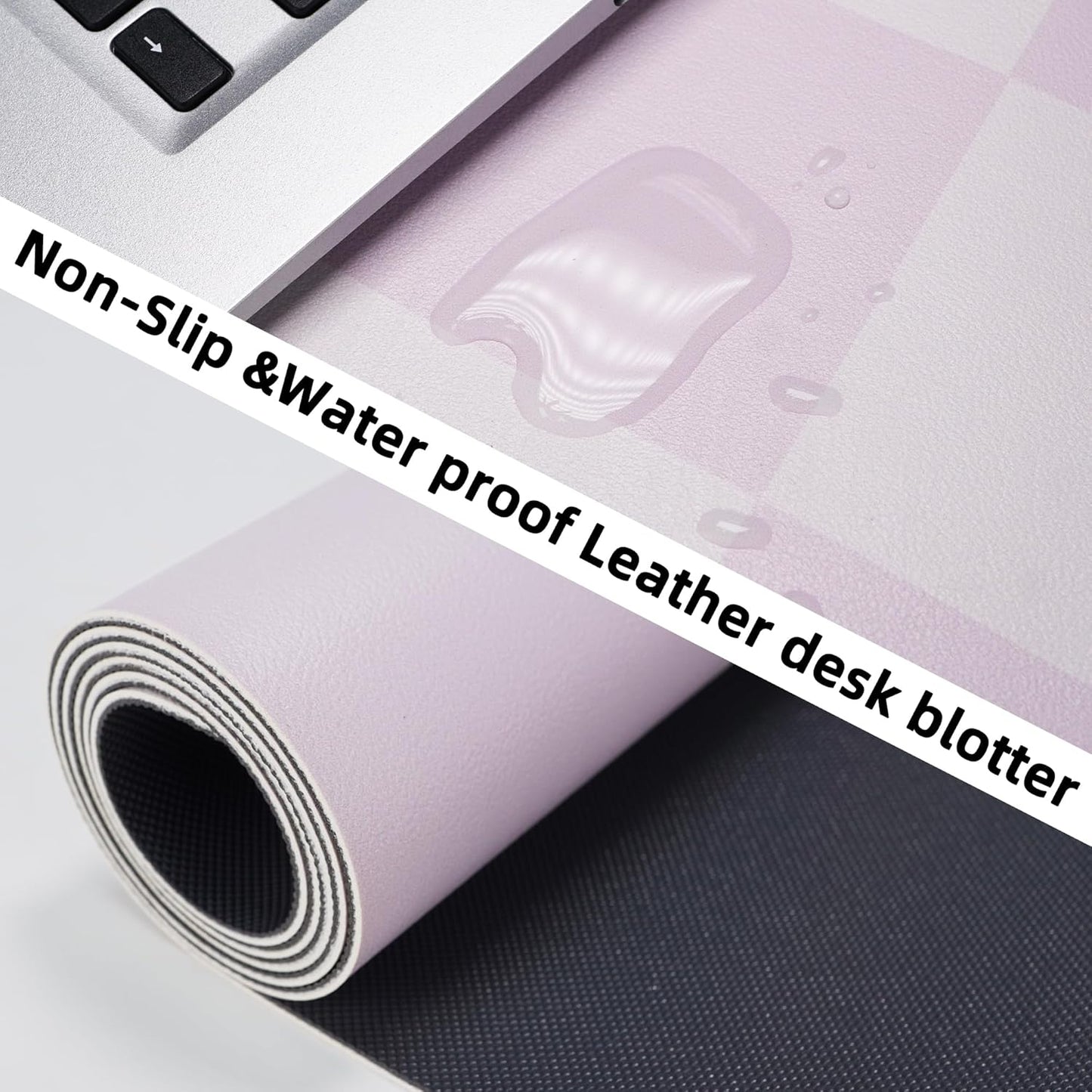 Non-Slip Desk Pad, Mouse Pad, Waterproof PU Leather Desk Protector, Large Desk Blotter, Easy Clean Laptop Desk Writing Mat for Work/Home/Decor(Purple 31.5" x 12")