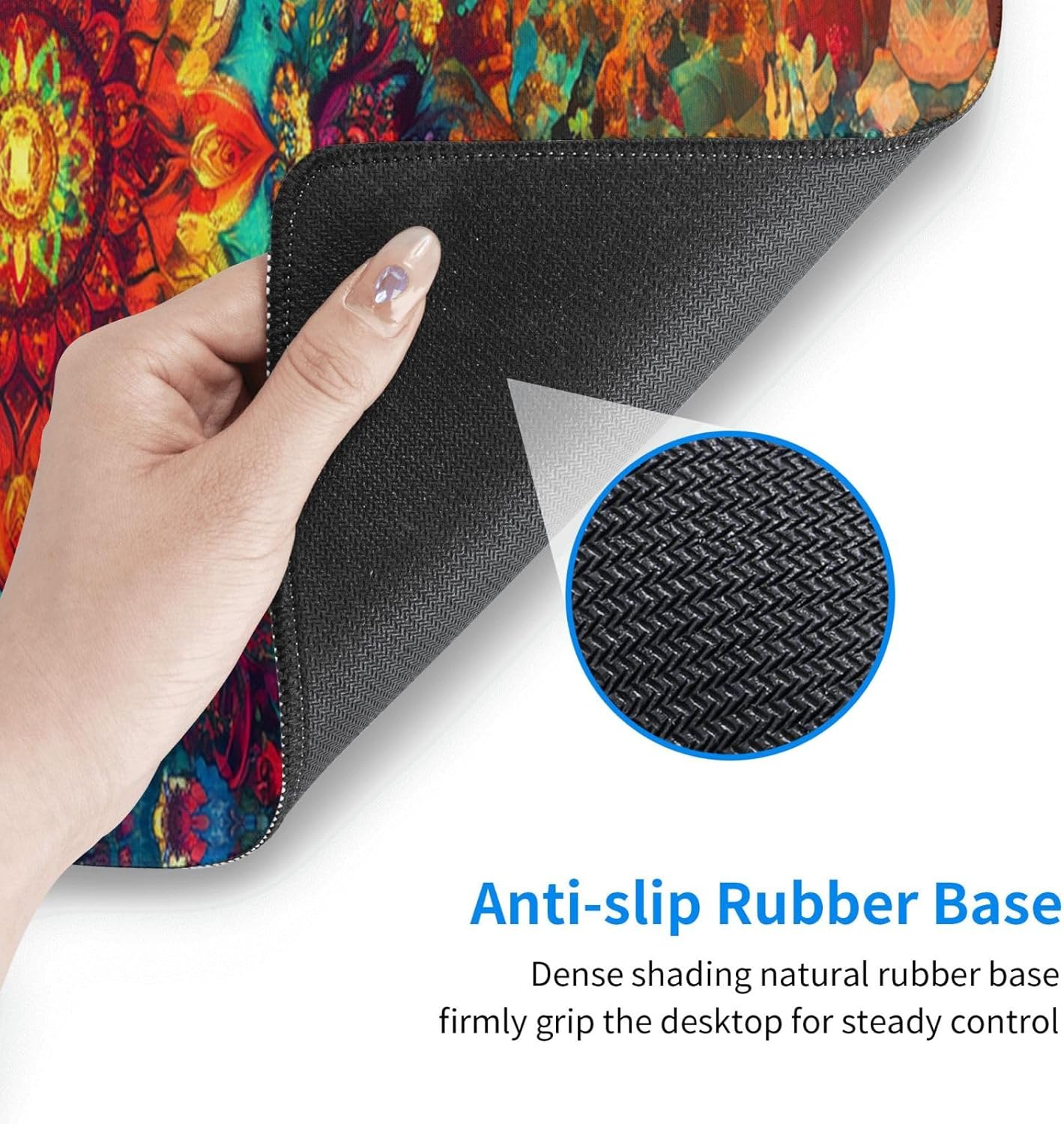 Mandala Mouse Pad 31.5 X 11.8 Inch Big Desk Rubber Base Stitched Edges Keyboard Pad XXL Mouse Mat for Home Game and Office