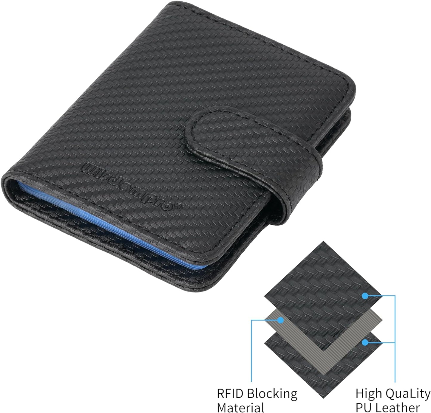 Wisdompro Credit Card Holder, Slim Leather RFID Blocking Wallet Debit Card Protector Organizer Case (20 Card & 7 Memory Card Slots)-Vertical Microfiber Black