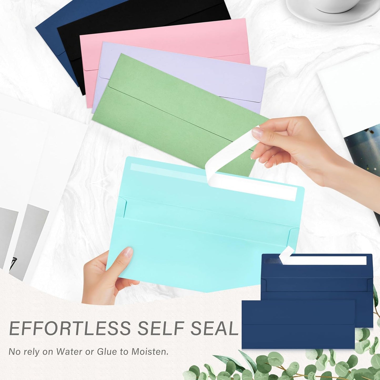 50 Pack #10 Business Envelopes, Self Seal Standard Navy Blue Envelopes for Secure Business & Legal Mailing, Office, Checks, Letter, Invoices, 4 1/8 x 9 1/2 Inches