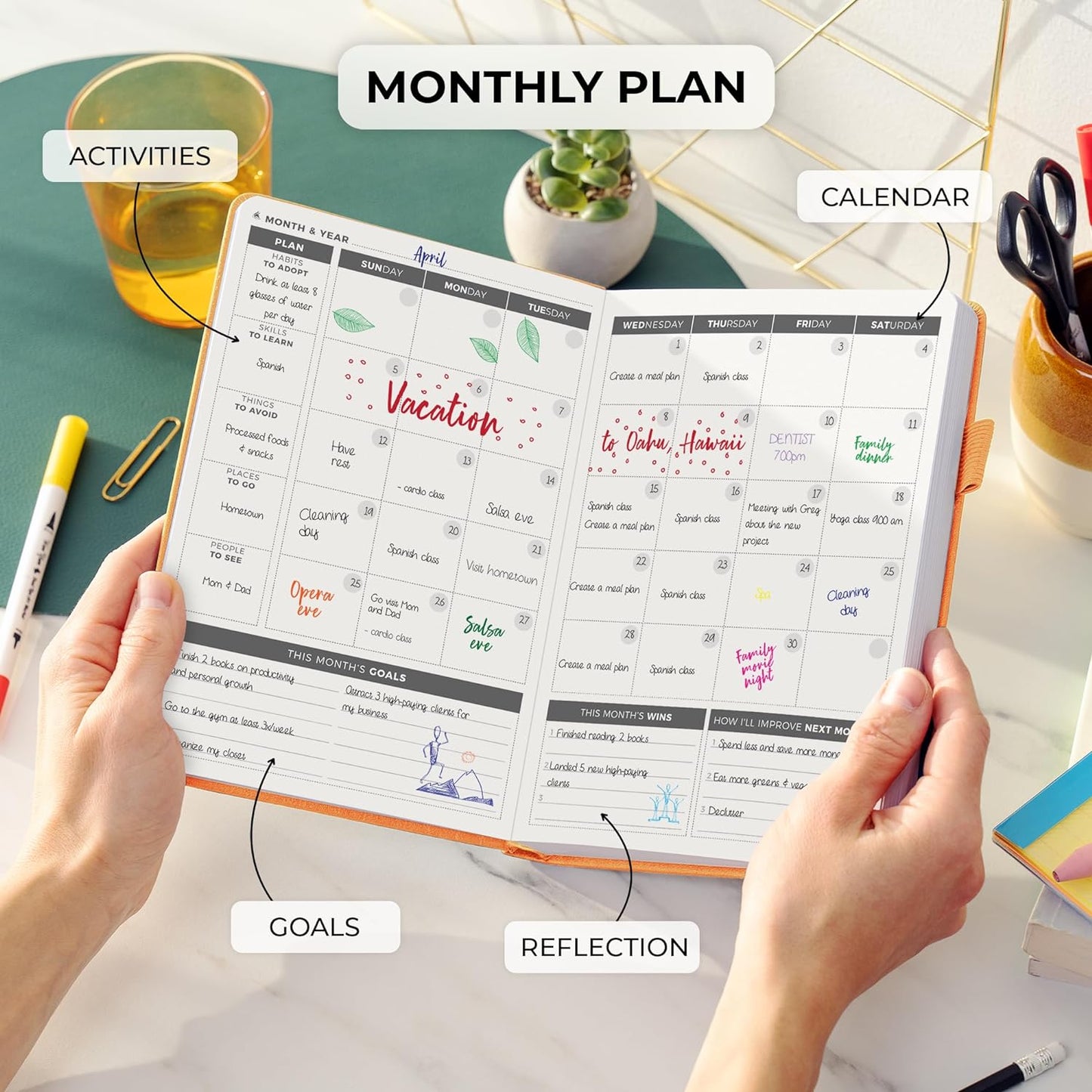 Clever Fox Daily Planner – Undated Planning Notebook with Hourly Schedule & To-Do List – Personal Day Task & Work Organizer, 6 Months (Orange)