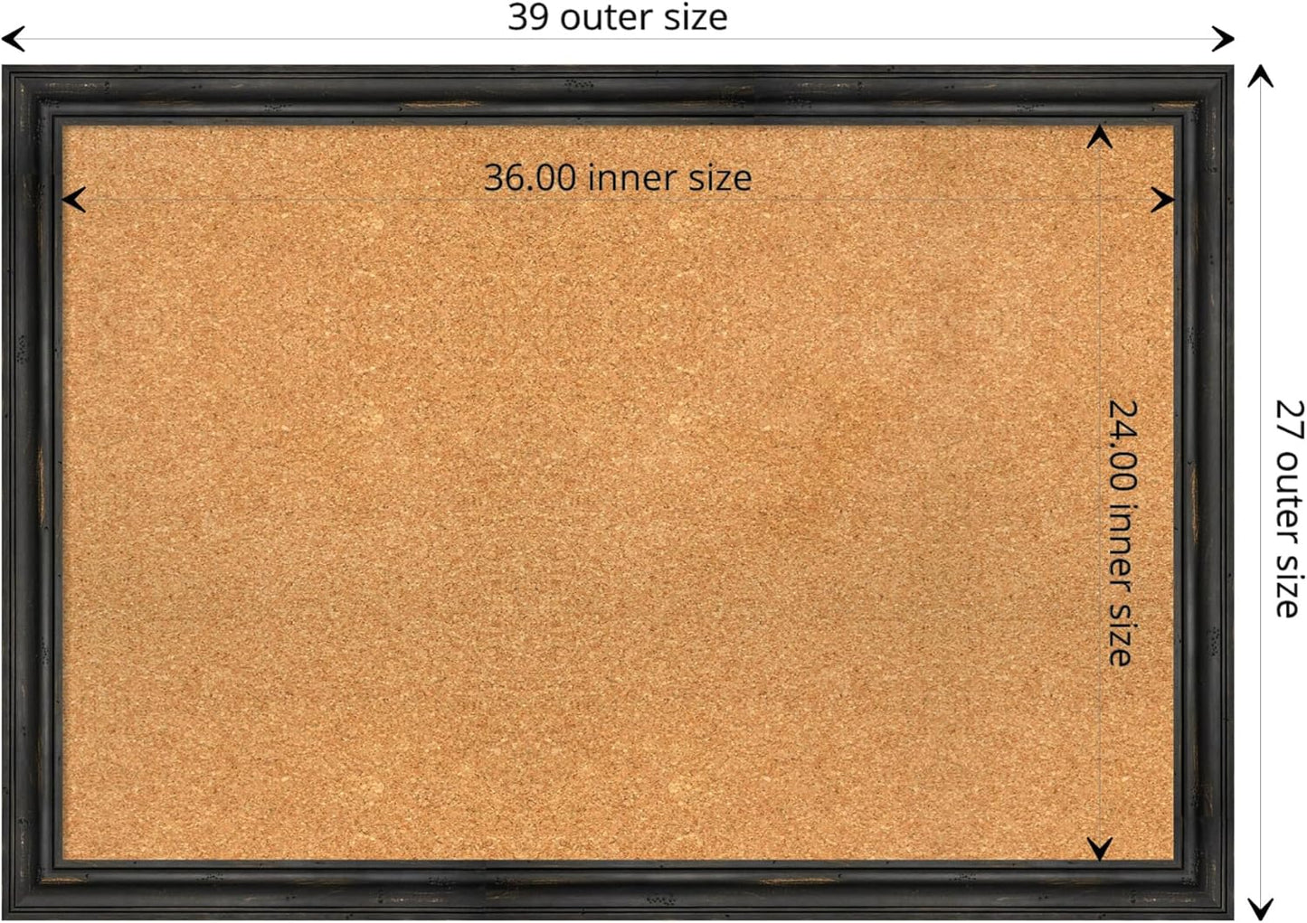 Amanti Art Natural Cork Board for Wall, 27x39 Vision Board with Black Wood Frame, Large Corkboard Office Decor for Home Organization, Rustic Farmhouse Corkboard Pinboard to display items for home