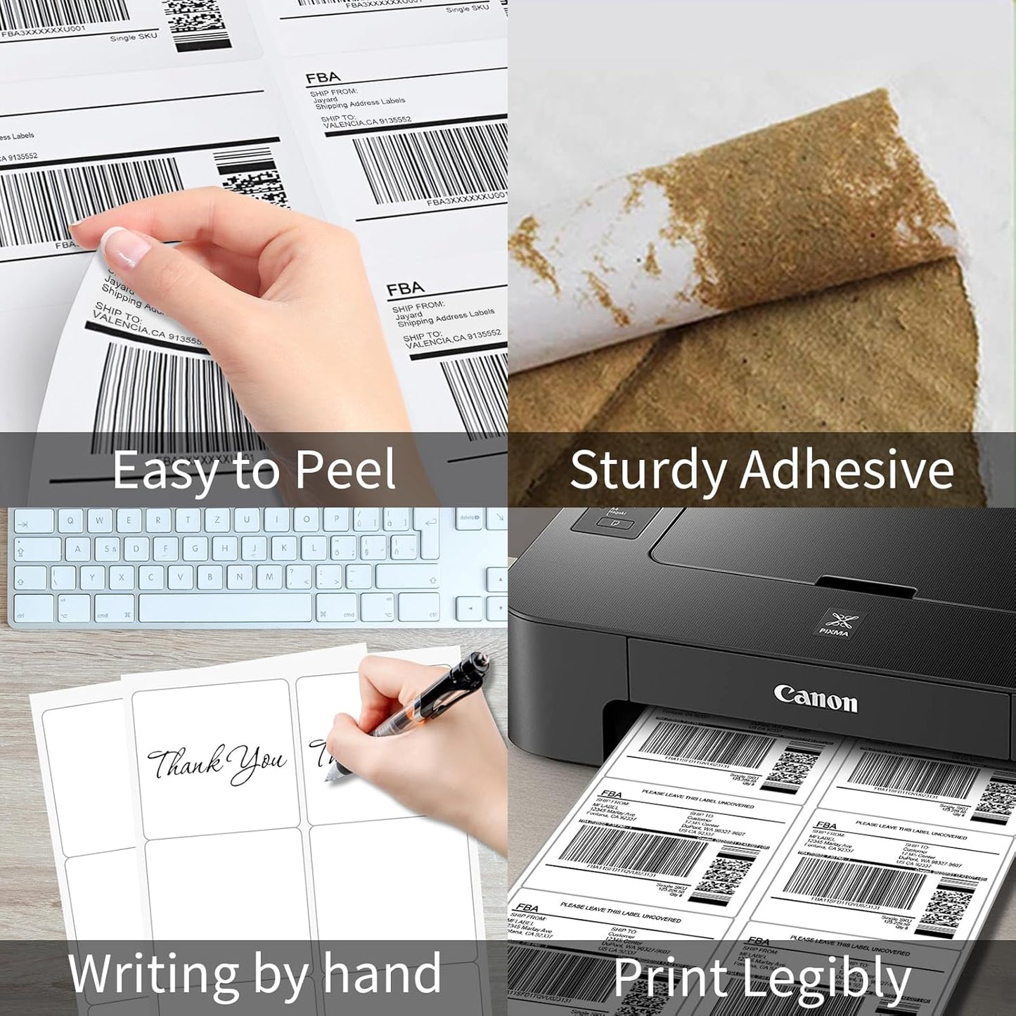 6 UP Labels, 4" x 3-1/3" Shipping Address Labels for Laser Inkjet Printer, Self Adhesive, Blank Mailing Paper (200 Sheet=1200)