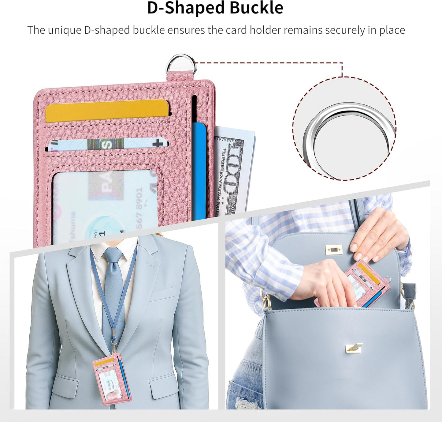 Mayski Slim Wallet, Credit Card Holder for Women, Minimalist Front Pocket RFID Blocking Card Cases, Small Wallet Women Men(Litchi Pink)