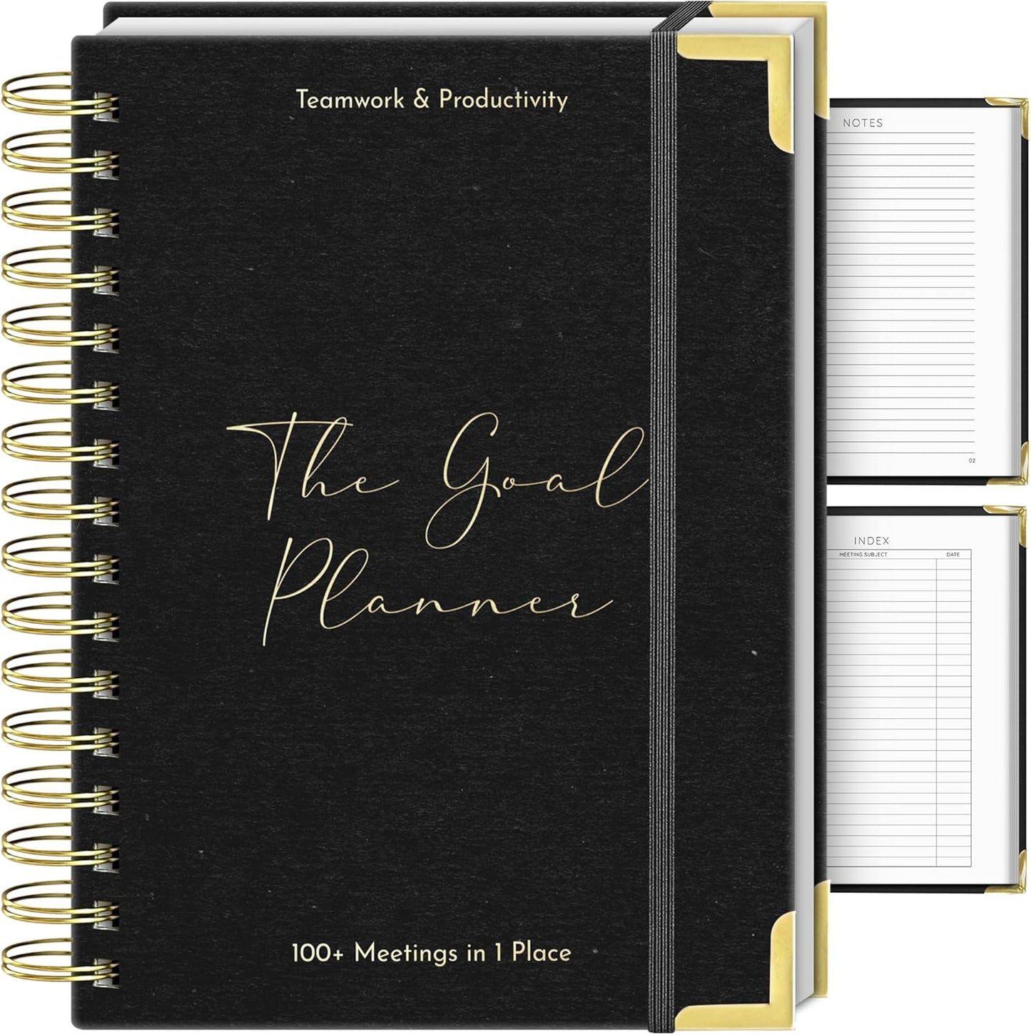 Marjan International Meeting Notebook for Work with Black Pen – 100gsm Thick Paper, Professional Planner Notebook for Work, To Do List Organizer, Business Journal, Office Work Notebook