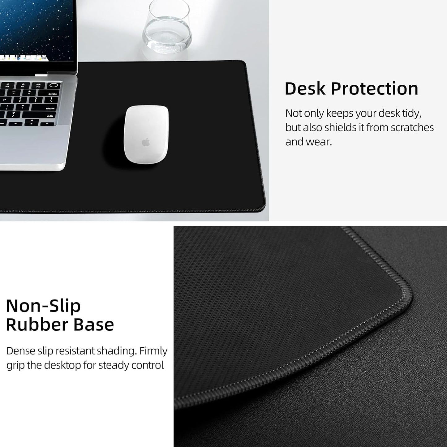 Mouse Pad with Wireless Charging, Gaming Mouse Pad with Ultra-Smooth Surface, Large XXL Desk Mat, Non-Slip Mouse Mat, Waterproof Computer Keyboard Pad for Gaming, Desk, Office, PC, 800x300x4MM, Black