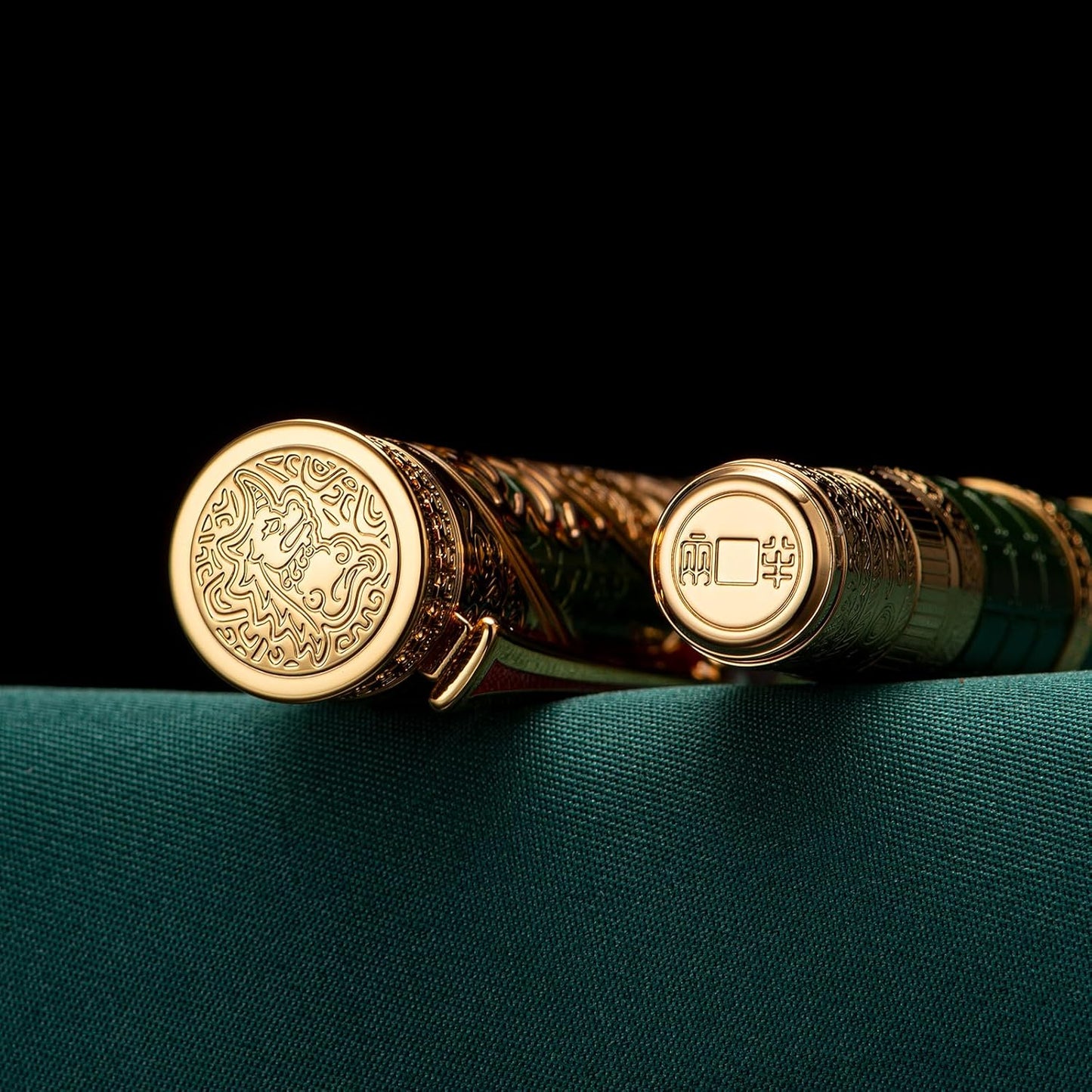 Hongdian D5X Fountain Pen - Green Qin Dynasty Writing Pen with Fine Nib and Converter Set