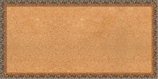 Amanti Art Natural Cork Board for Wall, 16x32 Vision Board with Bronze Frame, Medium Corkboard Office Decor for Home Organization, Traditional Corkboard Pinboard to Display Items for Home