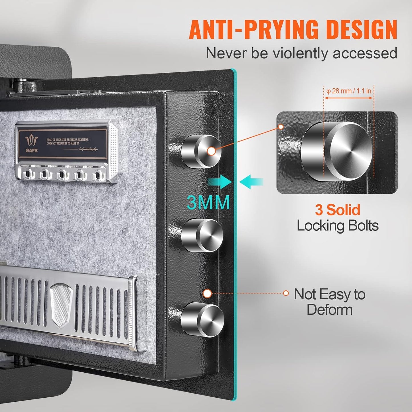 VEVOR Steel Security Safe - 1.2 Cubic Feet, Digital Keypad & 2 Keys, Fire-proof Bag, Protect Cash, Gold, Jewelry, Documents - 15.8x11.8x13.8 inches