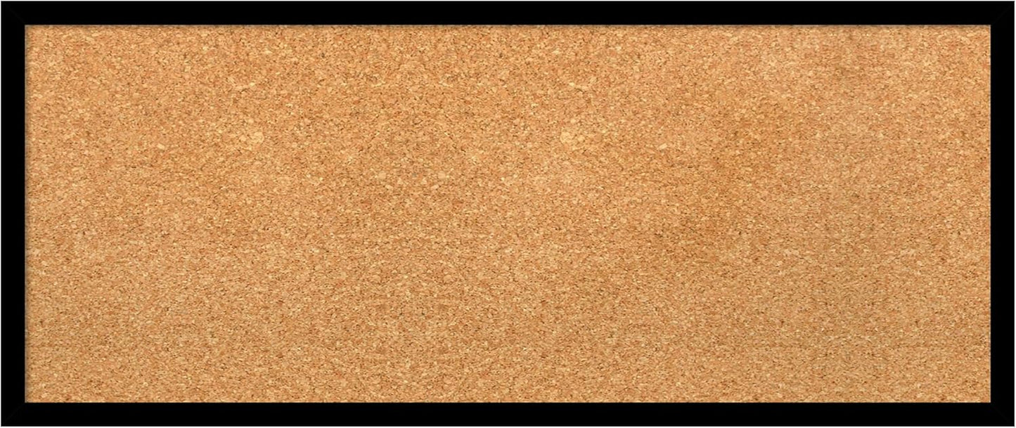Amanti Art Natural Cork Board for Wall, 13x31 Vision Board with Black Wood Frame, Medium Corkboard Office Decor for Home Organization, Modern Contemporary Corkboard Pinboard to display items for home