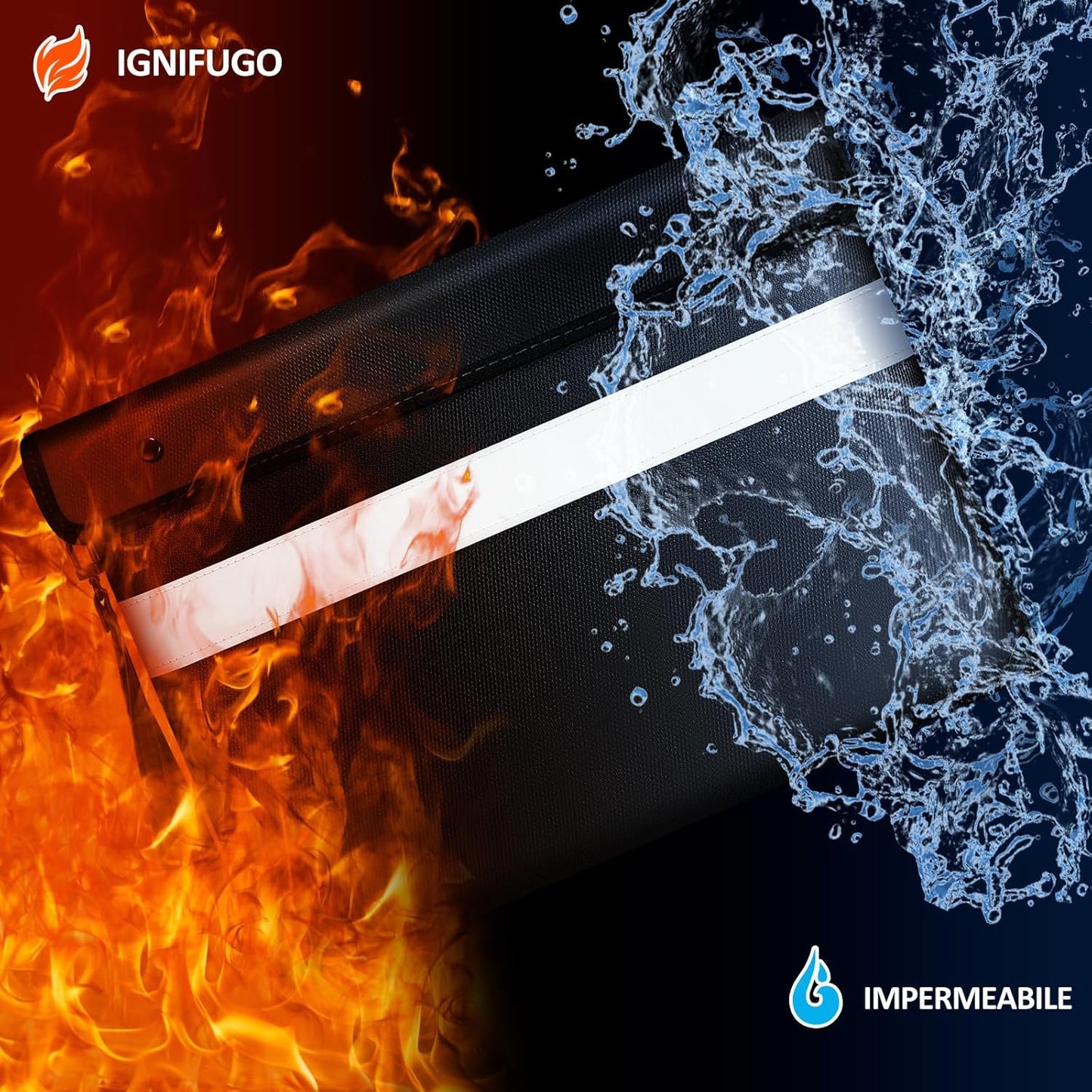 Vailoin Fireproof Document Bag with Waterproof Zipper,6200°F Insulated Fire Water Proof Money Pouch,Fireproof Envelopes for Cash,Fire Proof Bag for Important Documents, Valuables(13.9"x10.6",Black)