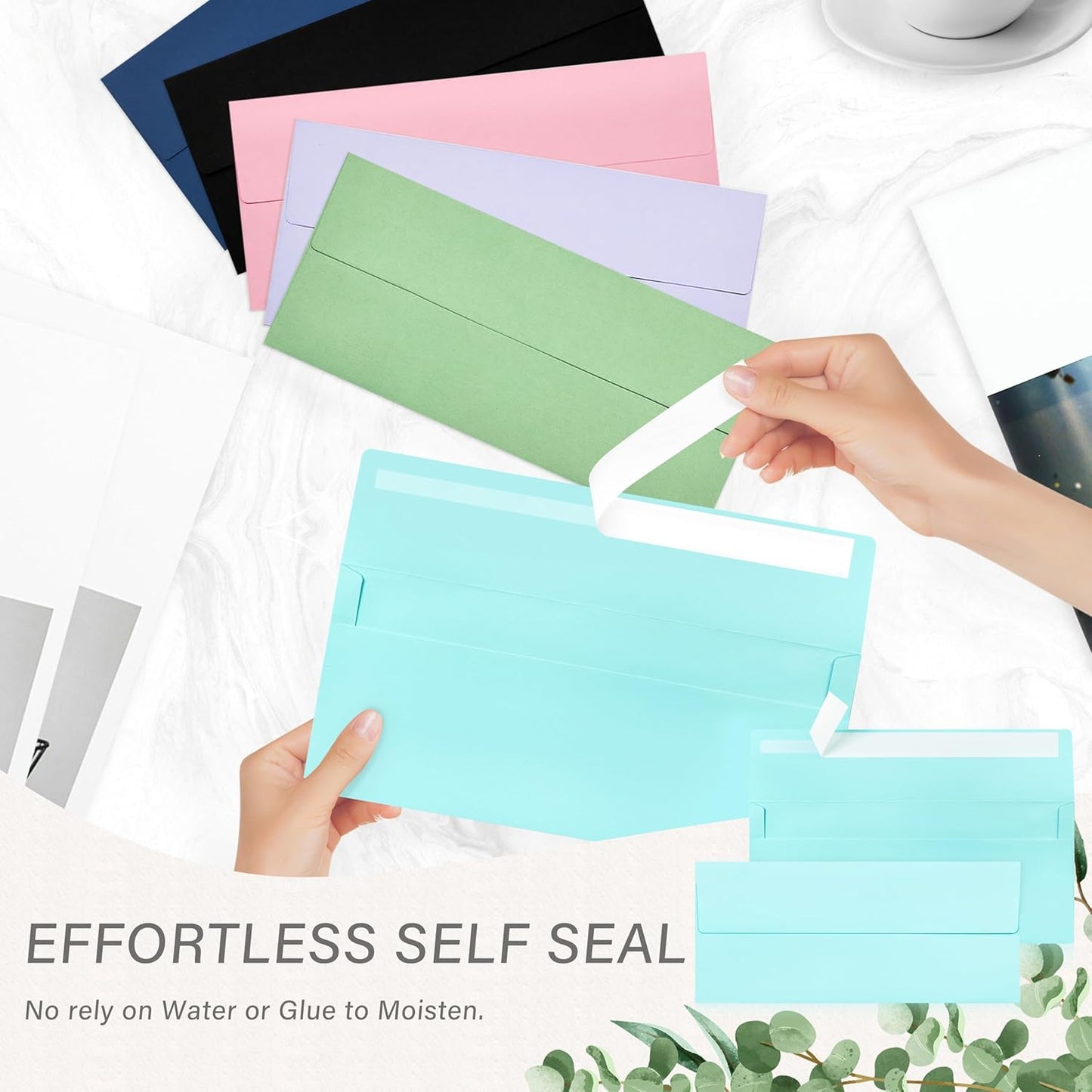 50 Pack #10 Business Envelopes, Self Seal Standard Light Blue Envelopes for Secure Business & Legal Mailing, Office, Checks, Letter, Invoices, 4 1/8 x 9 1/2 Inches