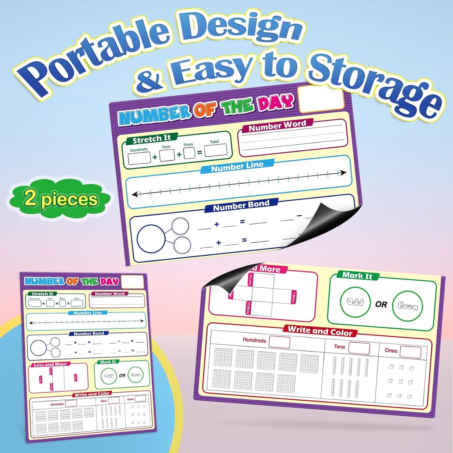 Aizweb Giant Magnetic Number of The Day Chart Paper,Dry Erase Place Value Number Line for Classroom Whiteboard Accessories,Teacher Must Have Essential Homeschool Teaching Supplies,Math Manipulative