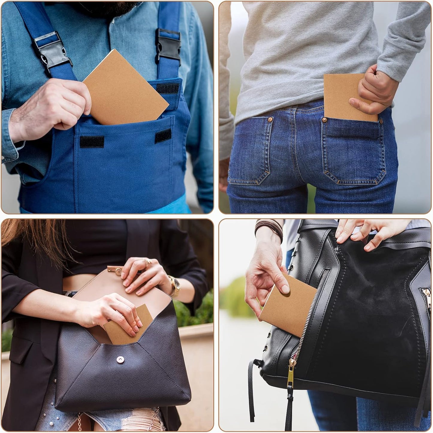 Epakh 100 Pack Mini Kraft Paper Notebook Bulk Small Blank Notebook Mini Unlined Pocket Journal Sketchbooks for Students School Writing, 48 Pages, 24 Sheets, 4.25 x 5.5 Inch (Brown)