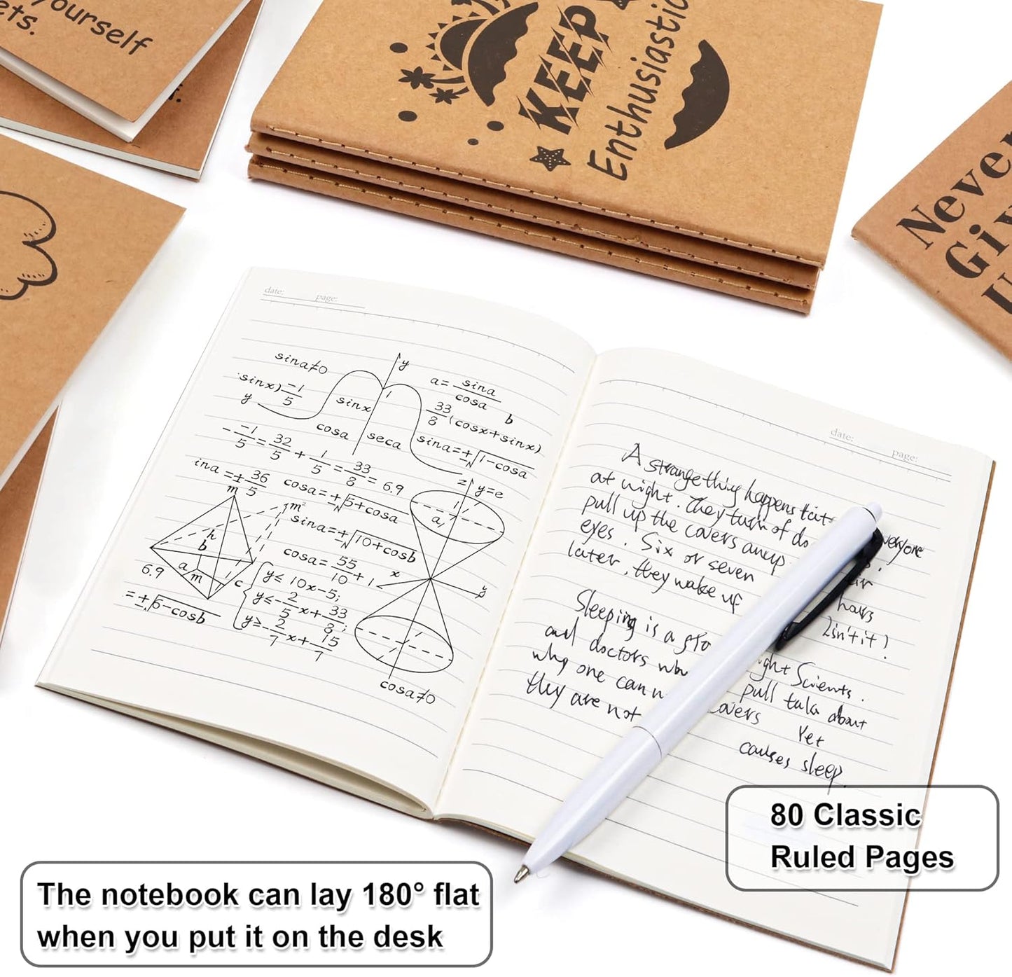 feela 15 Pack A6 Kraft Notebooks, 15 Designs Cute Mini Pocket Notebooks and Journals, Lined Motivation Small Journal Notebook Notepad Bulk for School Supplies Women Taking Memos, 4.1X5.8 in, 80 Pages