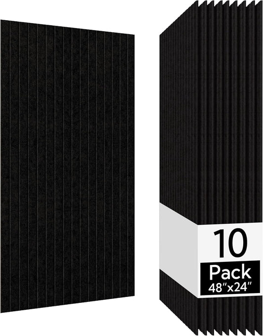 Olanglab Acoustic Wall Panels 10 Pack, 48 x 24 per Acoustic Panels Sound Absorbing, Decorative Sound Panels for Home Studio and Office, Black