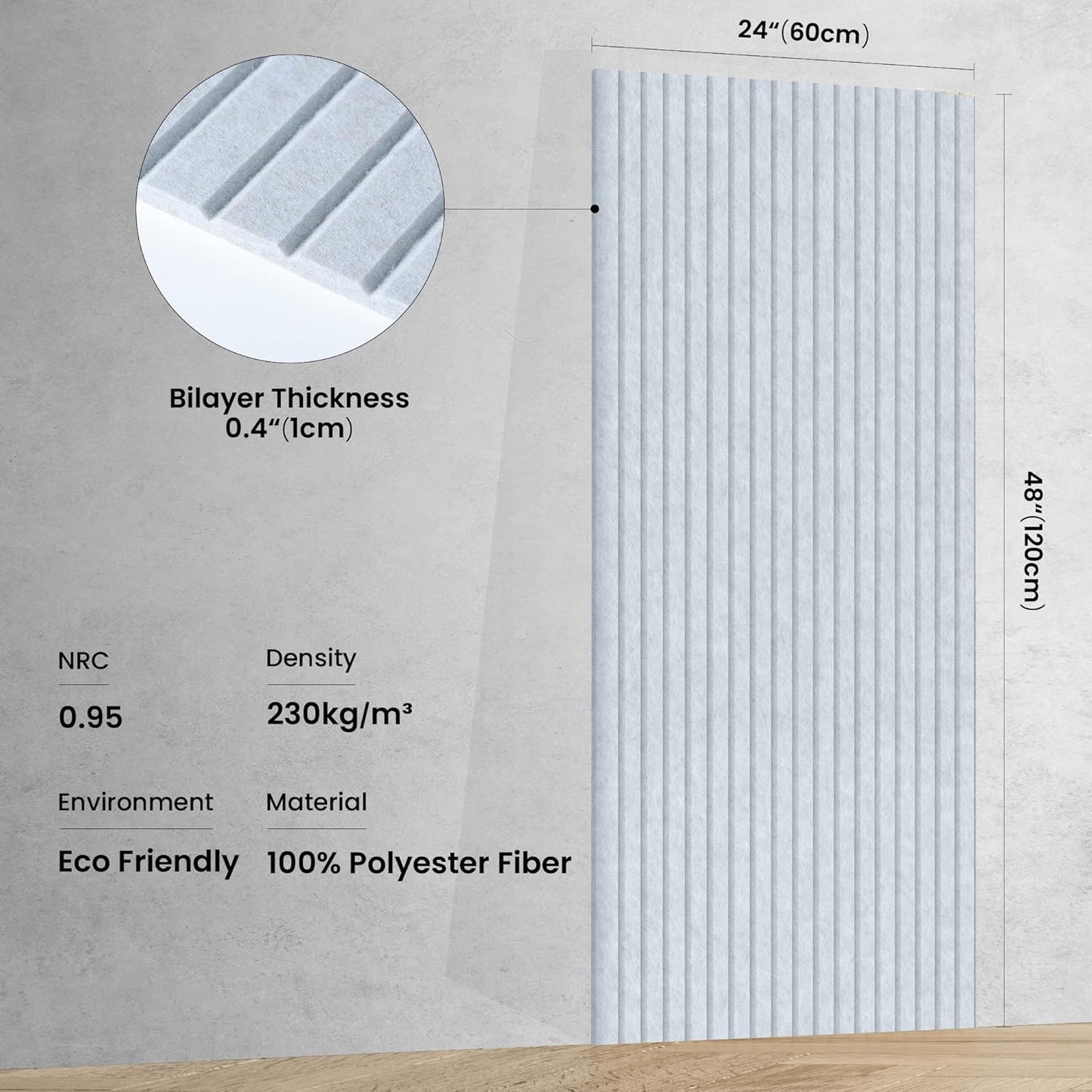 5 Pack Sound Proof Panels for Walls,48 x 24x 0.4 Inch Sound Deadening Panels,Large Acoustic Panels for Media Room, Office and Studio,Light Camel