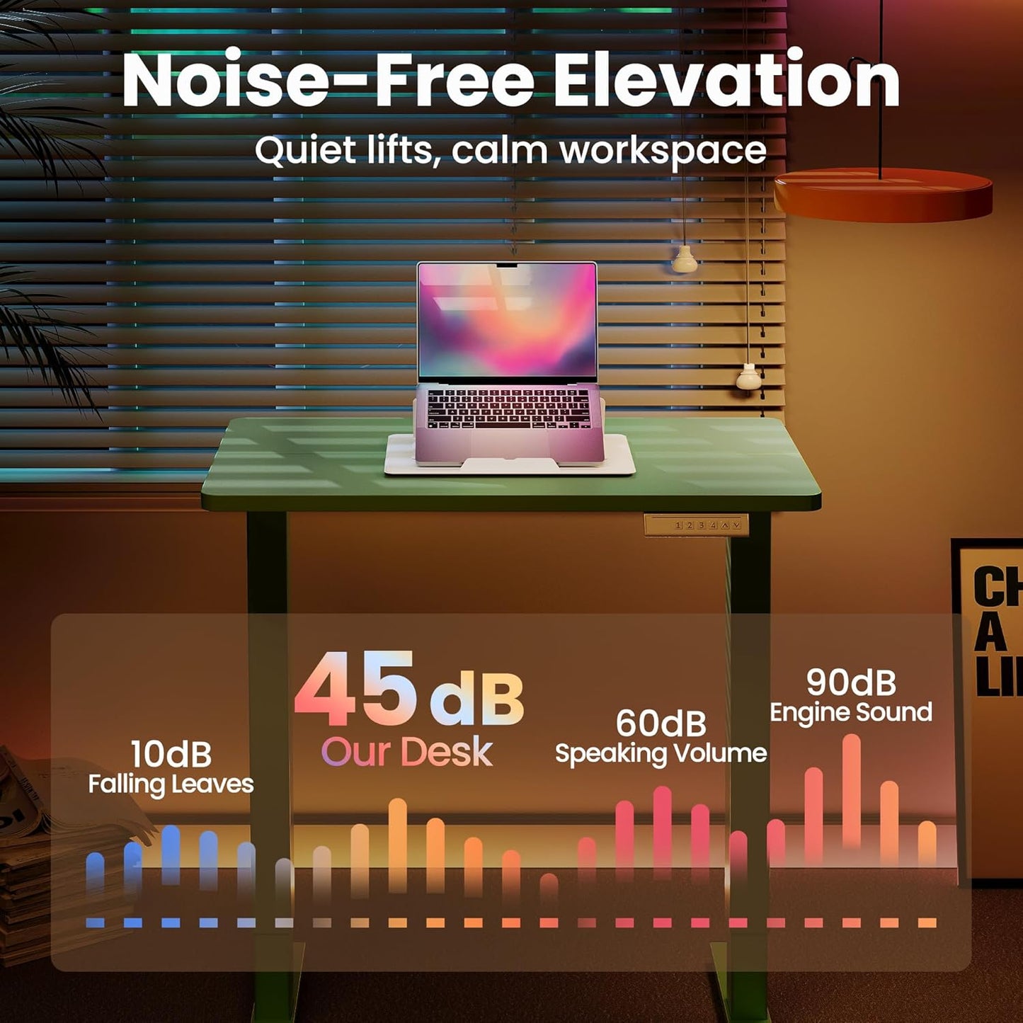 HUANUO 32" Small Electric Standing Desk Adjustable Height, 4 Memory Height Settings, Sit Stand Up Desk for Home Office & Computer Workstation, Sage Green