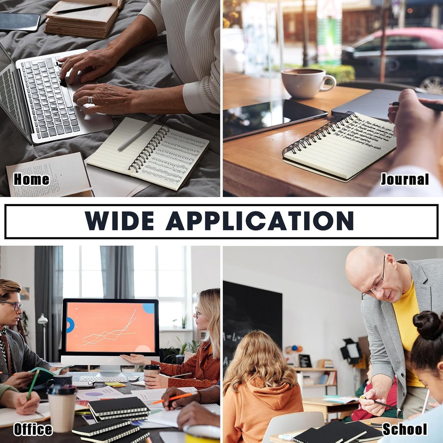 Jutom 6 Pcs Small Spiral Notebooks Memo Pads 3x5 Bulk Small Pocket Notebooks Mini Notepads with Lined Pages Mini Journals for Office Back to School Work Writing Supplies, 120 Pages (Black)