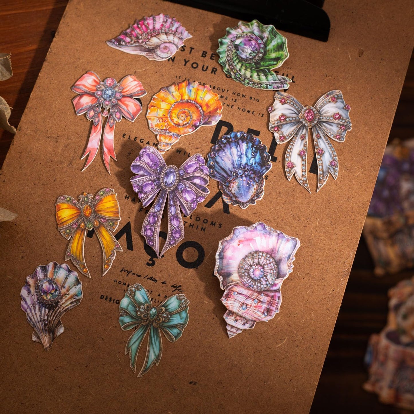 Pearl Treasure Box Sticker Set, 120Pcs Retro Cardstock Stickers for Scrapbooking, Journaling, DIY Crafts, and Art Decoration