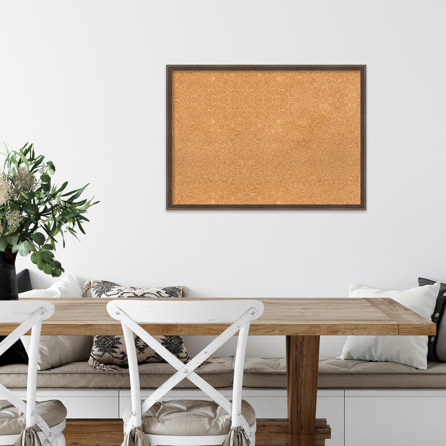 Amanti Art Natural Cork Board for Wall, 21x29 Vision Board with Brown Wood Frame, Medium Corkboard Office Decor for Home Organization, Modern Contemporary Corkboard Pinboard to display items for home