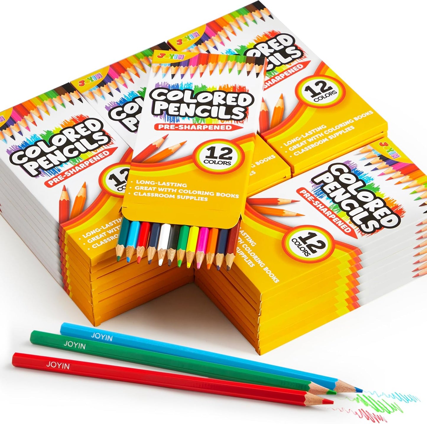 JOYIN 432 Count Colored Pencils Bulk, Colored Pencils for Kids 3+, 12 Colors, 36 Packs, Pre-sharpened Coloring Art Supplies, School Supplies
