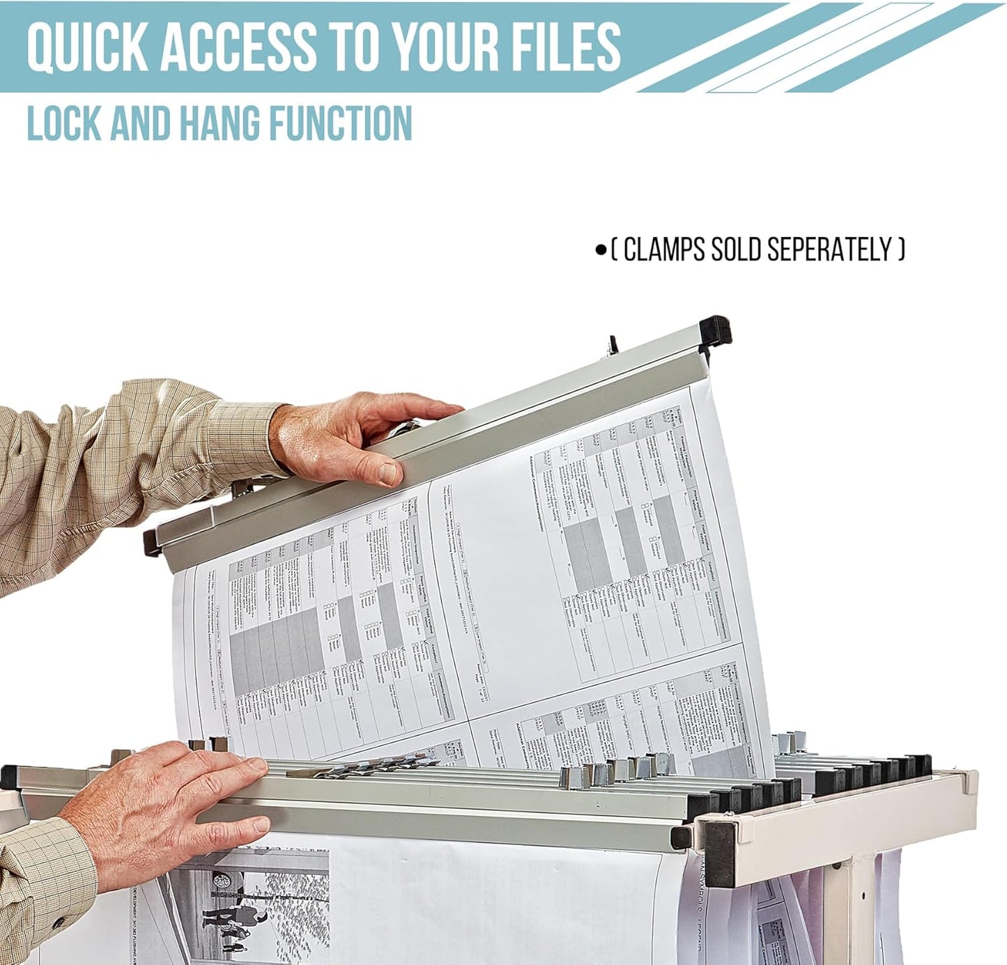 Adir Mobile Blueprint Storage Rack - Adjustable Mobile Blueprint Holder, Vertical Architect Drawing Rack with Wheels, Poster Display, Construction Plans Holder (Without Blueprint Clamps)