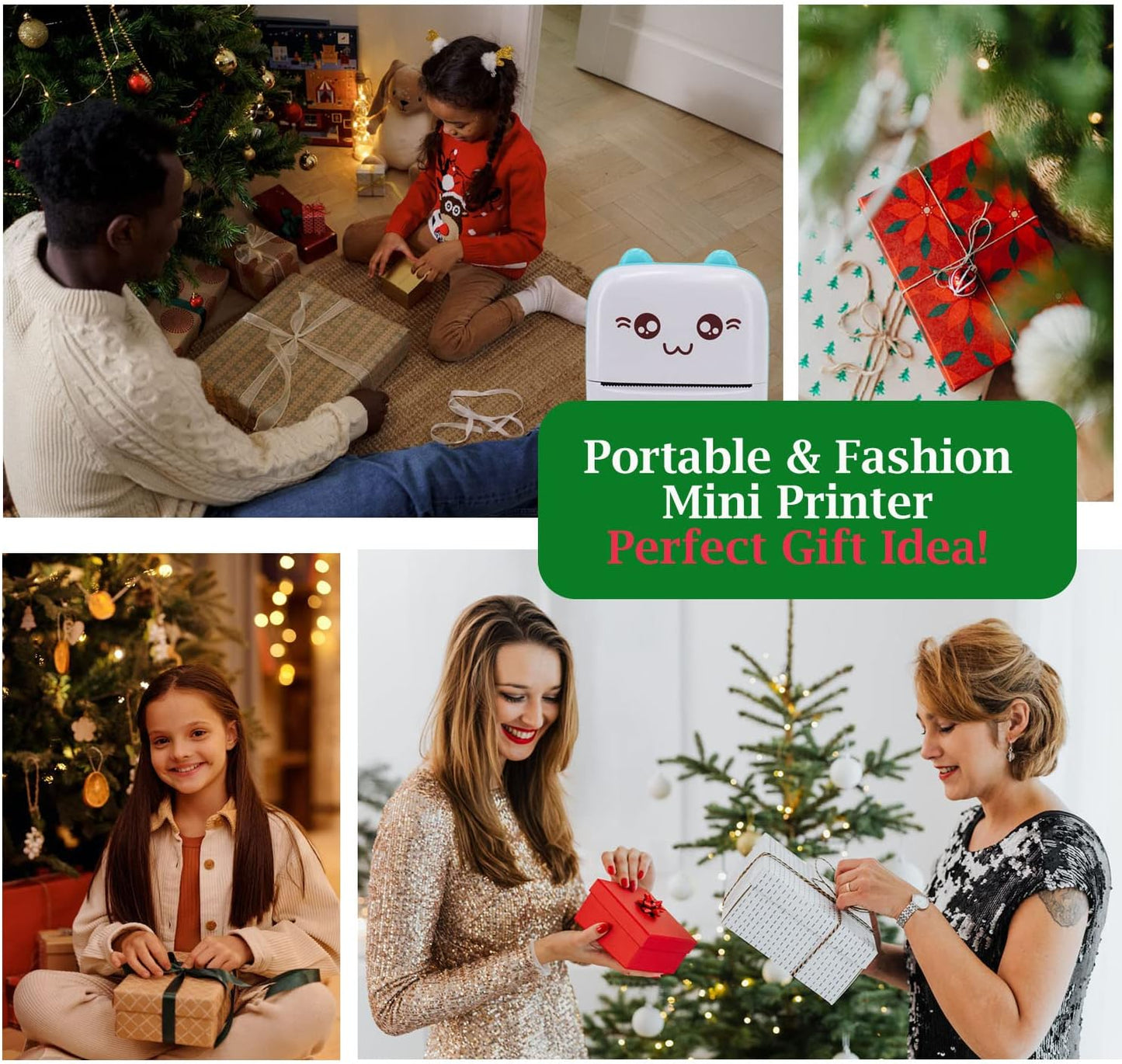 Mini Pocket Printer, Portable Thermal Printer with 8 Rolls Printing Paper, Bluetooth Wireless Tiny Printer for Photos/Stickers/Labels/Notes/Receipts, Compatible with iOS and Android, Blue