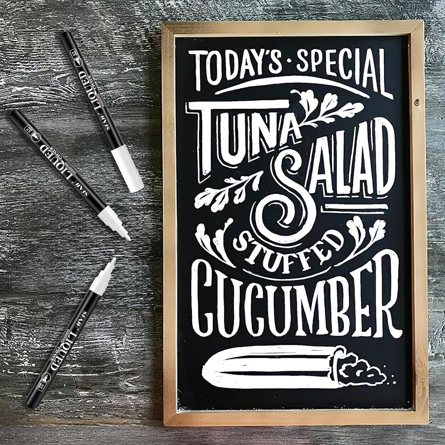 SFAIH White Liquid Chalk Markers - 6 Pack 0.7mm Fine Tip Wet Erase Chalkboard Markers for Signs, Windows, Glass, Chalk Pens with 20 Chalkboard Labels, Non Toxic