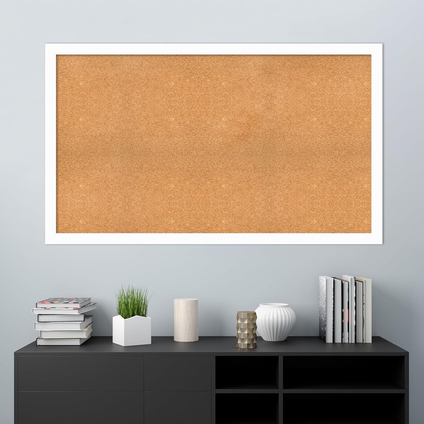 Amanti Art Natural Cork Board for Wall, 35x59 Vision Board with White Frame, Oversize Corkboard Office Decor for Home Organization, Casual Corkboard Pinboard to Display Items for Home Organization in