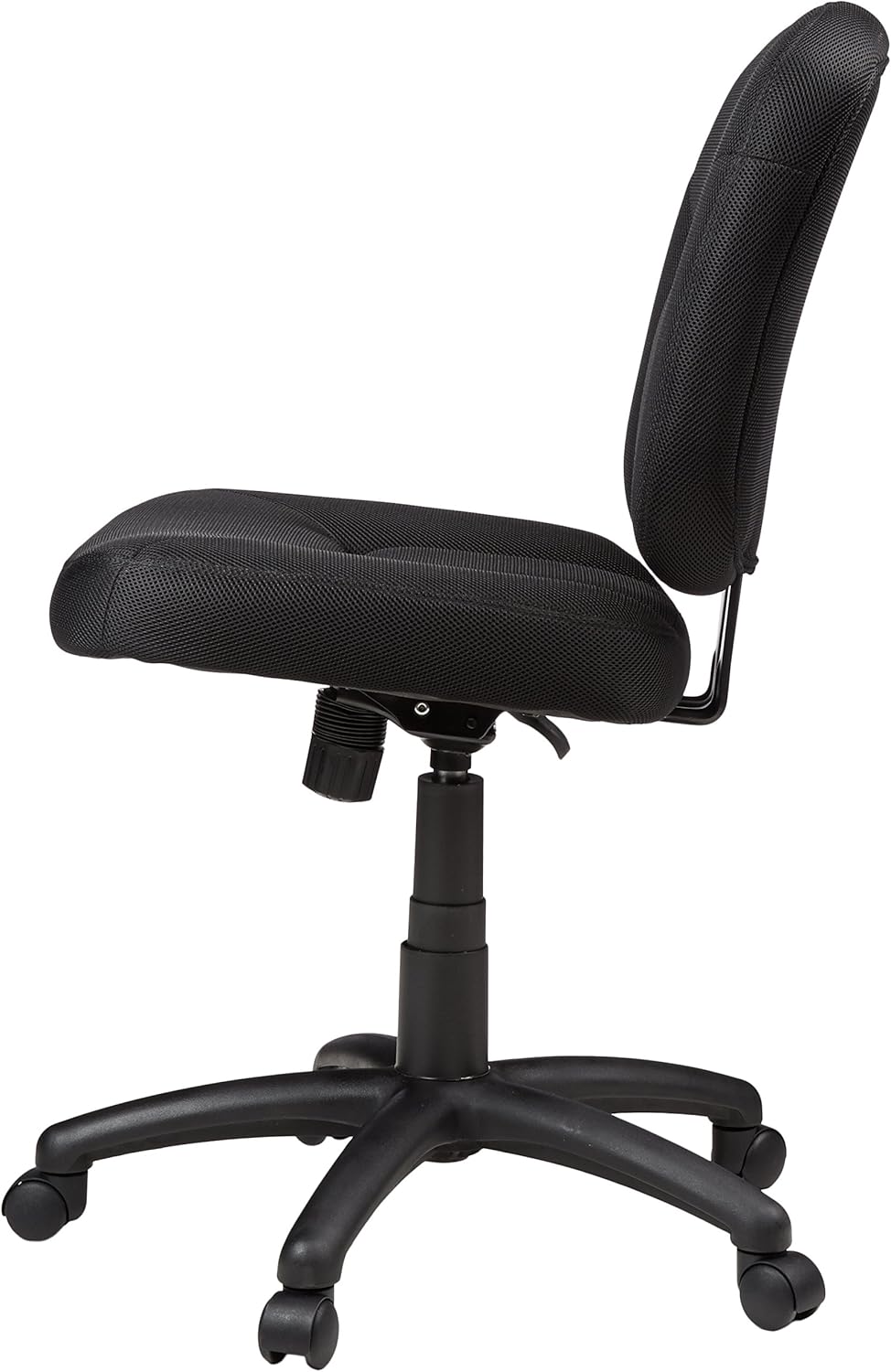 Amazon Basics Low-Back Office Desk Chair, Adjustable Height, 360 Degree Swivel, Fabric Upholstery, Black