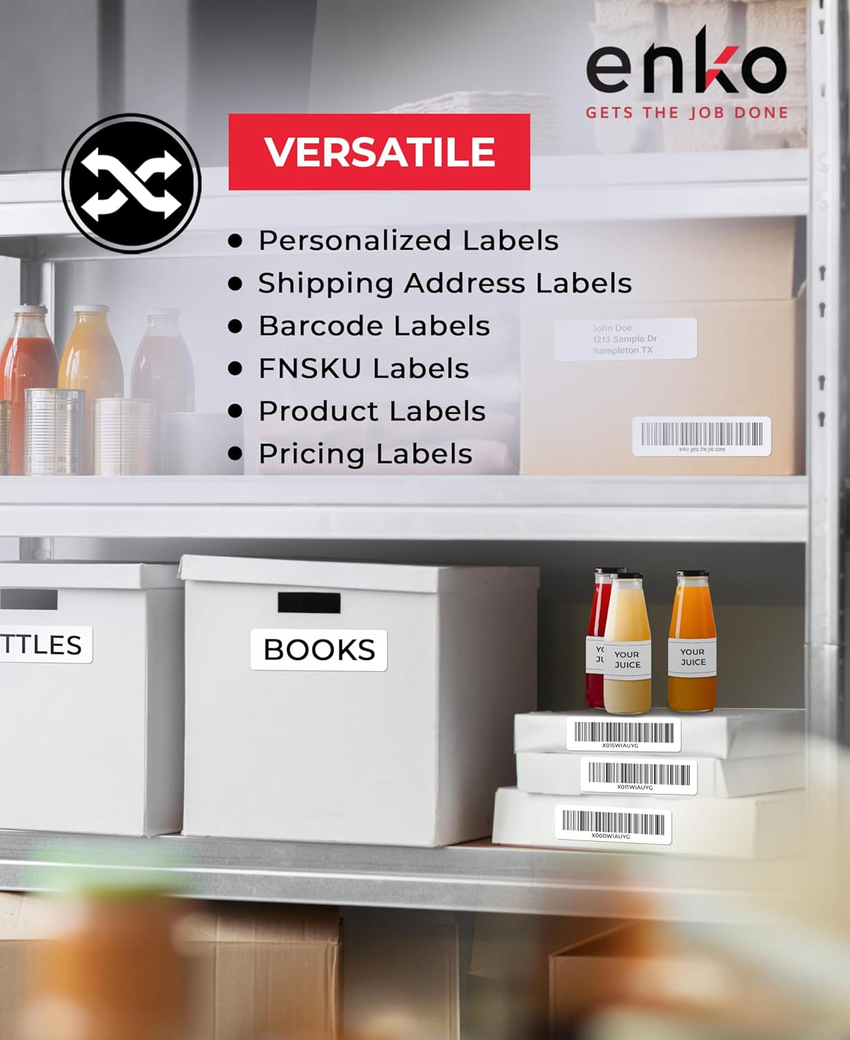 enKo Compatible for Dymo 30336 Labels (1 x 2-1/8 inches) - 48 Rolls, 24,000 Labels for Dymo LabelWriter 450 Turbo Printer and 4XL - Direct Thermal Address, Shipping and Barcode Label