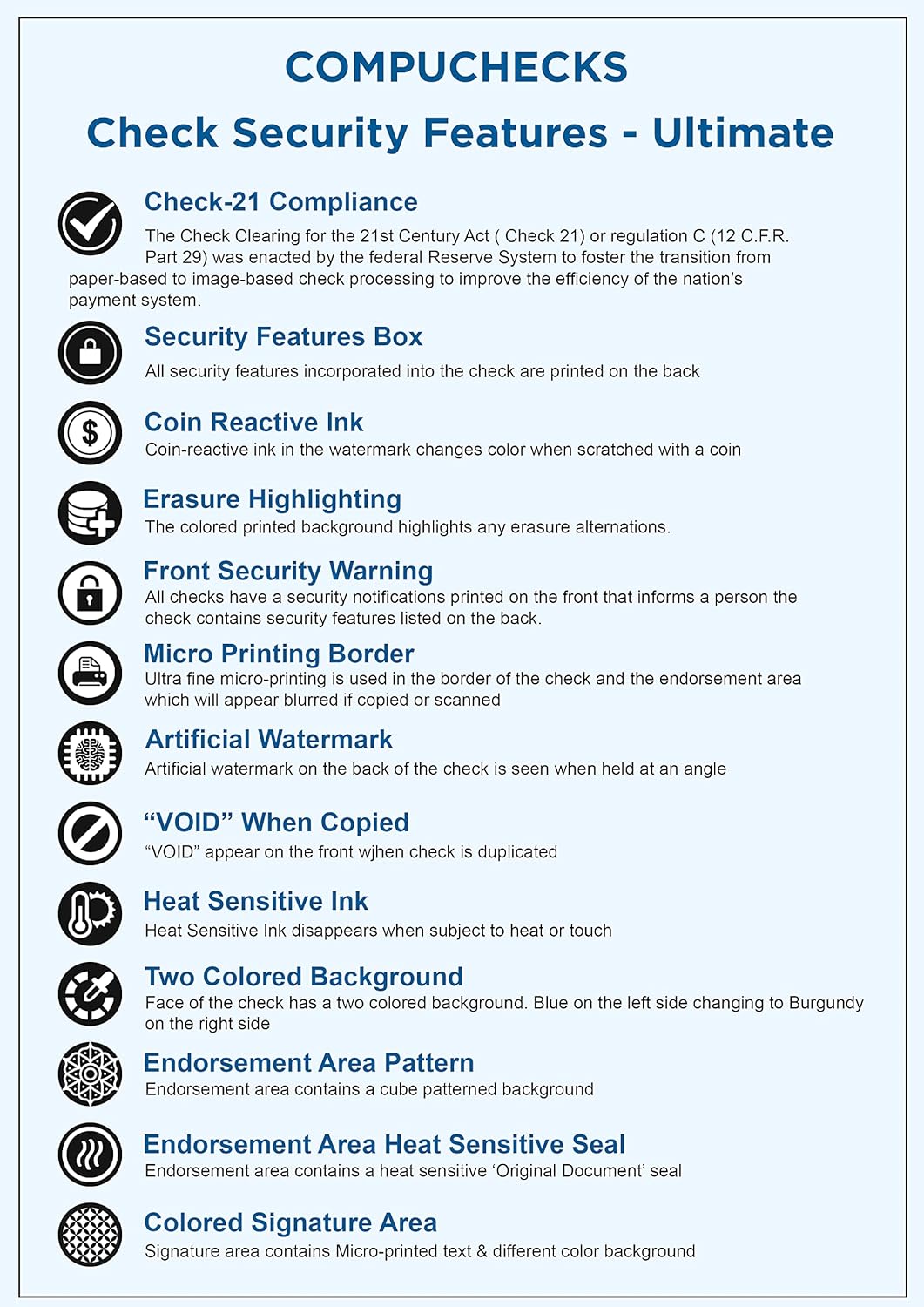 Compuchecks - 250 High Security Blank Check Stock Paper - Print on Top - Easy and Secure From Your Computer - Business Paper Weight #70 (Purple Mazed)