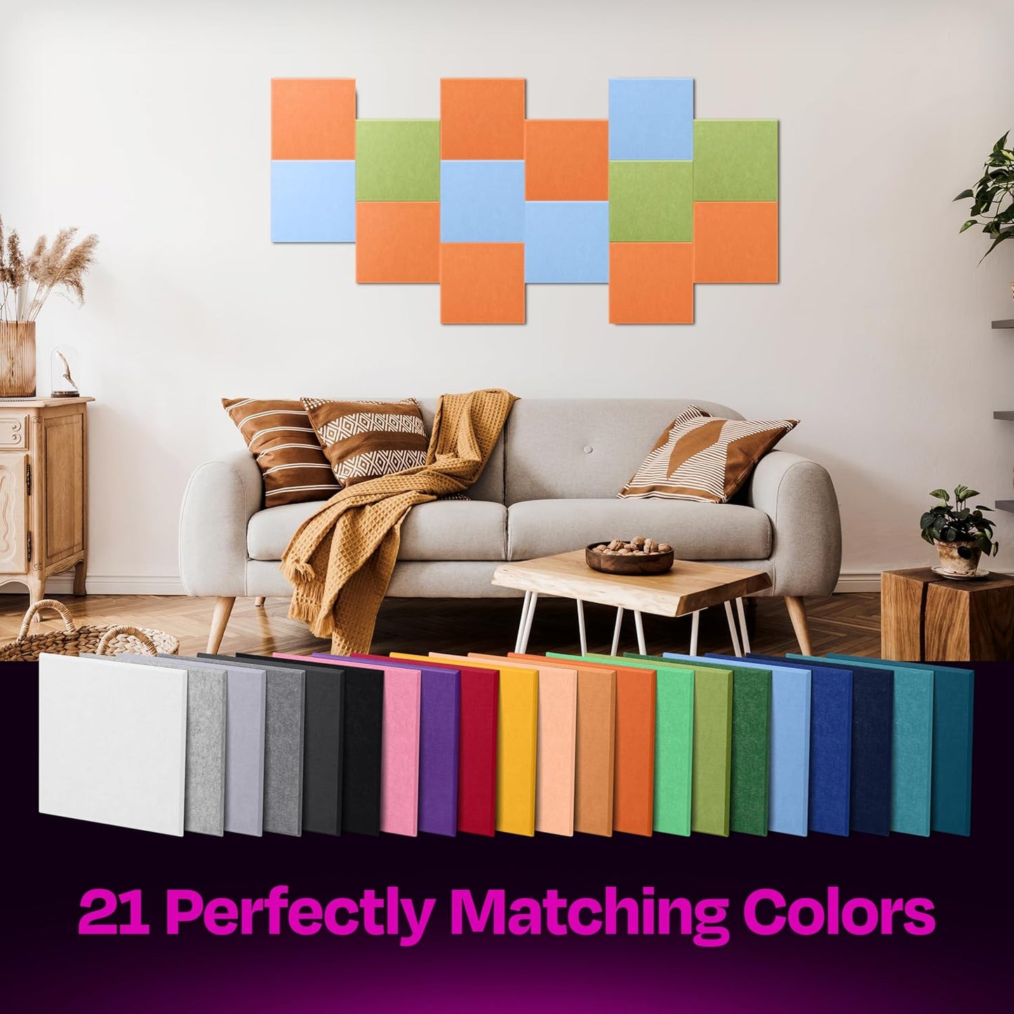 Acoustic Panels 12-Pack Soundproof Wall Panels 12"X12"X0.4" Sound Panels High Density Sound Dampening Panels - [Poppy Orange Square]