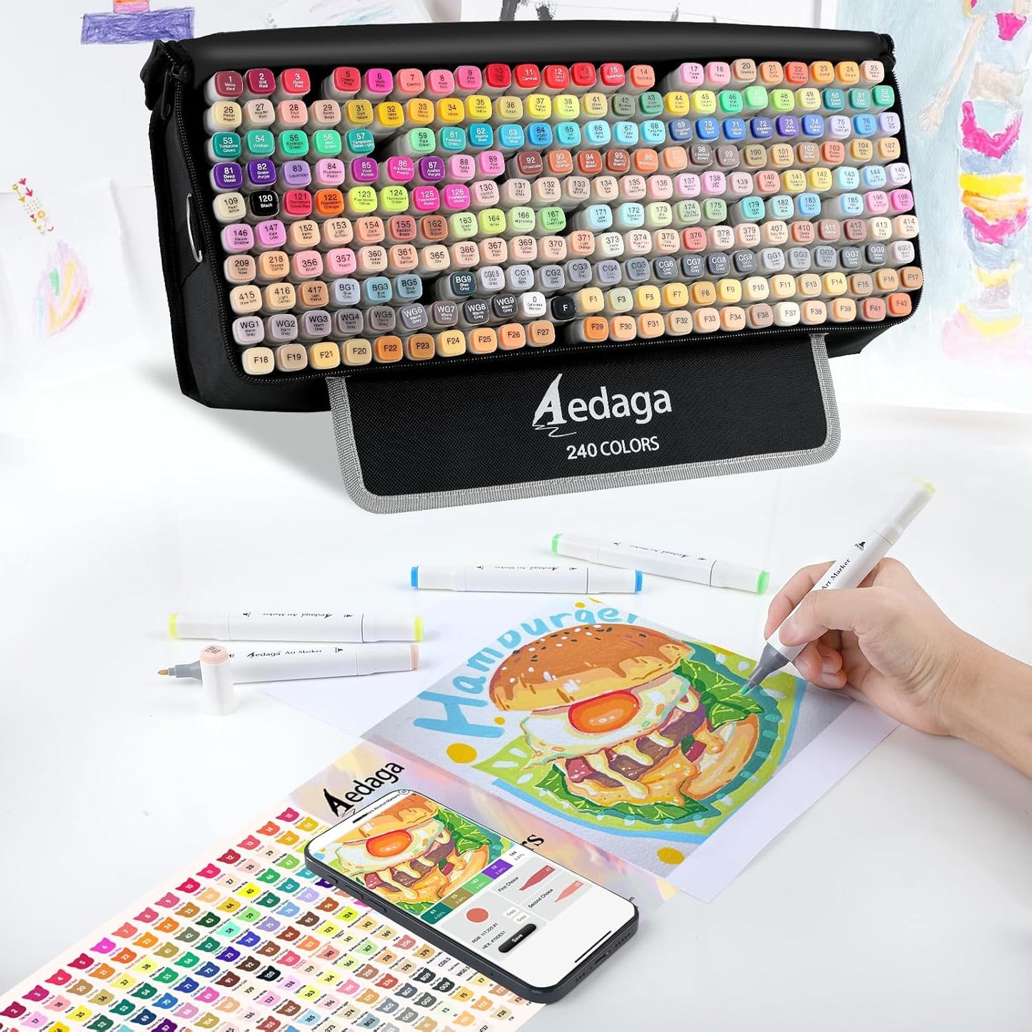 YHC 240 Colors Alcohol Markers for Artists, Free APP for Coloring, Dual Tips Alcohol-Based Markers for Drawing,Painting and Sketching, Great Gift Idea for Kids and Adults