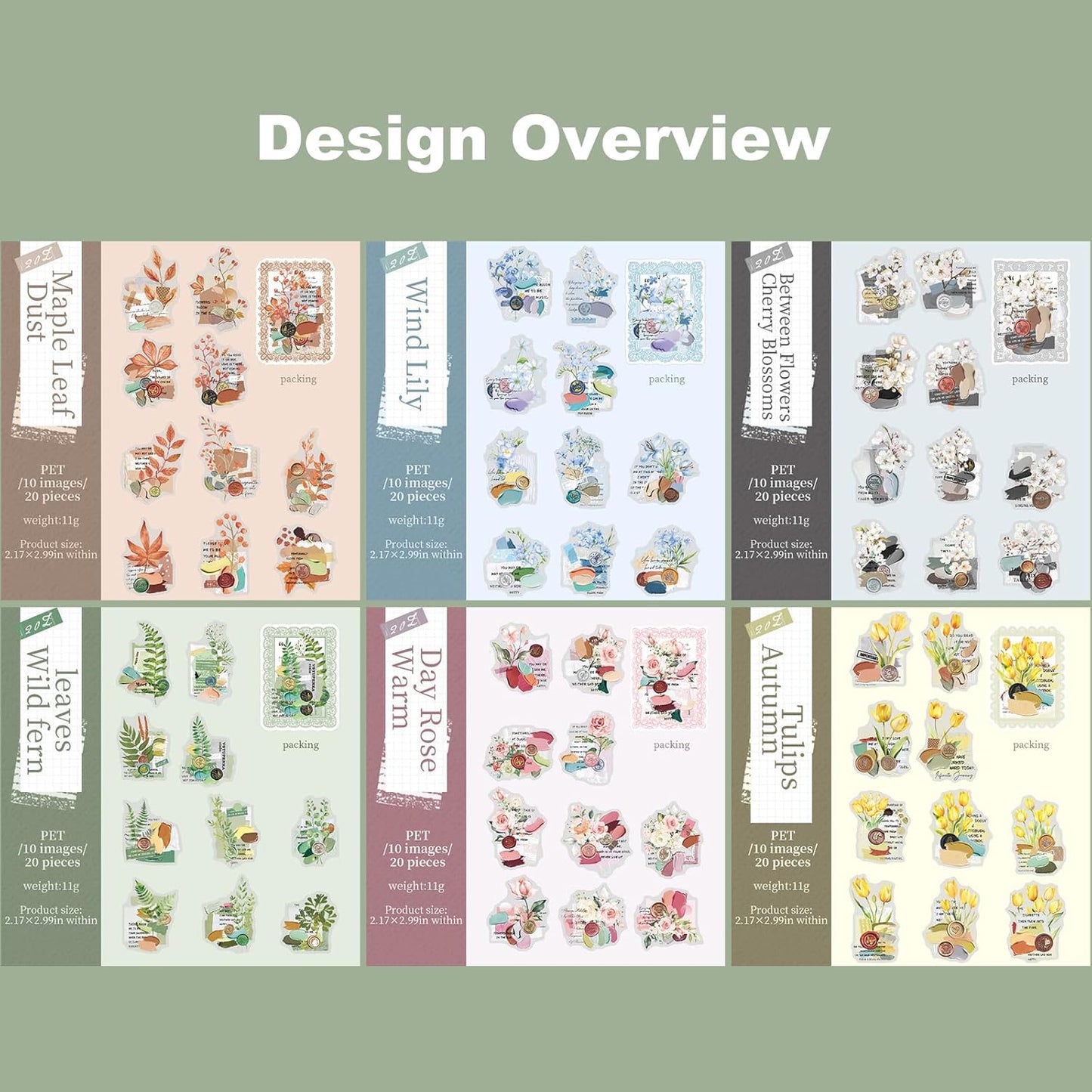 Vintage Botanical PET Sticker Set, 120PCS Floral and Leaf Ephemera Stickers for Journaling, Scrapbooking, DIY Crafts, and Art Projects