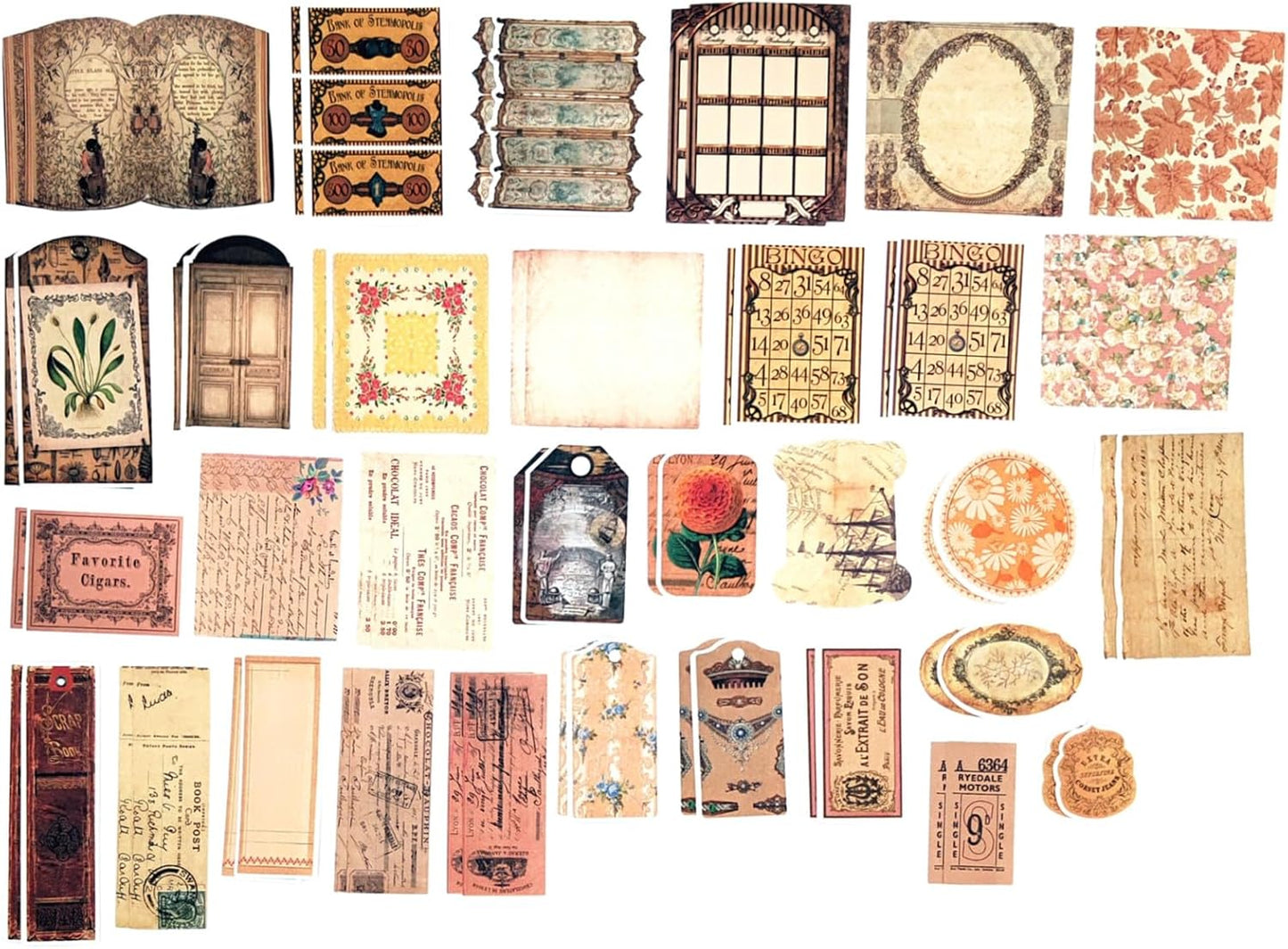 200PCS Vintage Scrapbooking Supplies Pack, Aesthetic Scrapbook Sticker Paper Art Journaling Kit for Bullet Junk Journals,Planner,Cottagecore Decor Gifts (Retro)