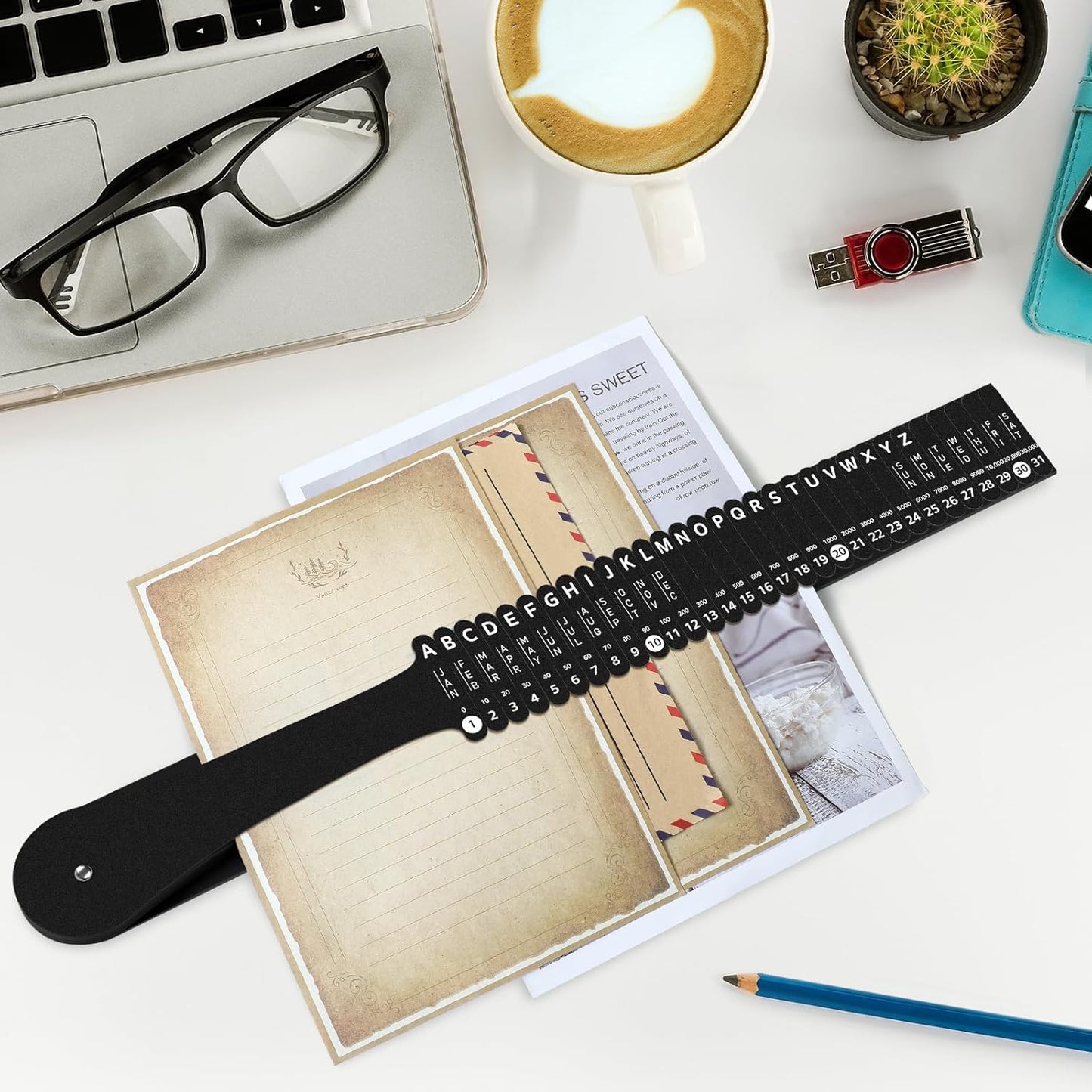 PerKoop Plastic All Purpose Document Sorter Alphabetical File Organizer Compact Upright Space Saving Paper Organizer for File Office, Black, 2.52 x 23.5 inches(2 Sets)