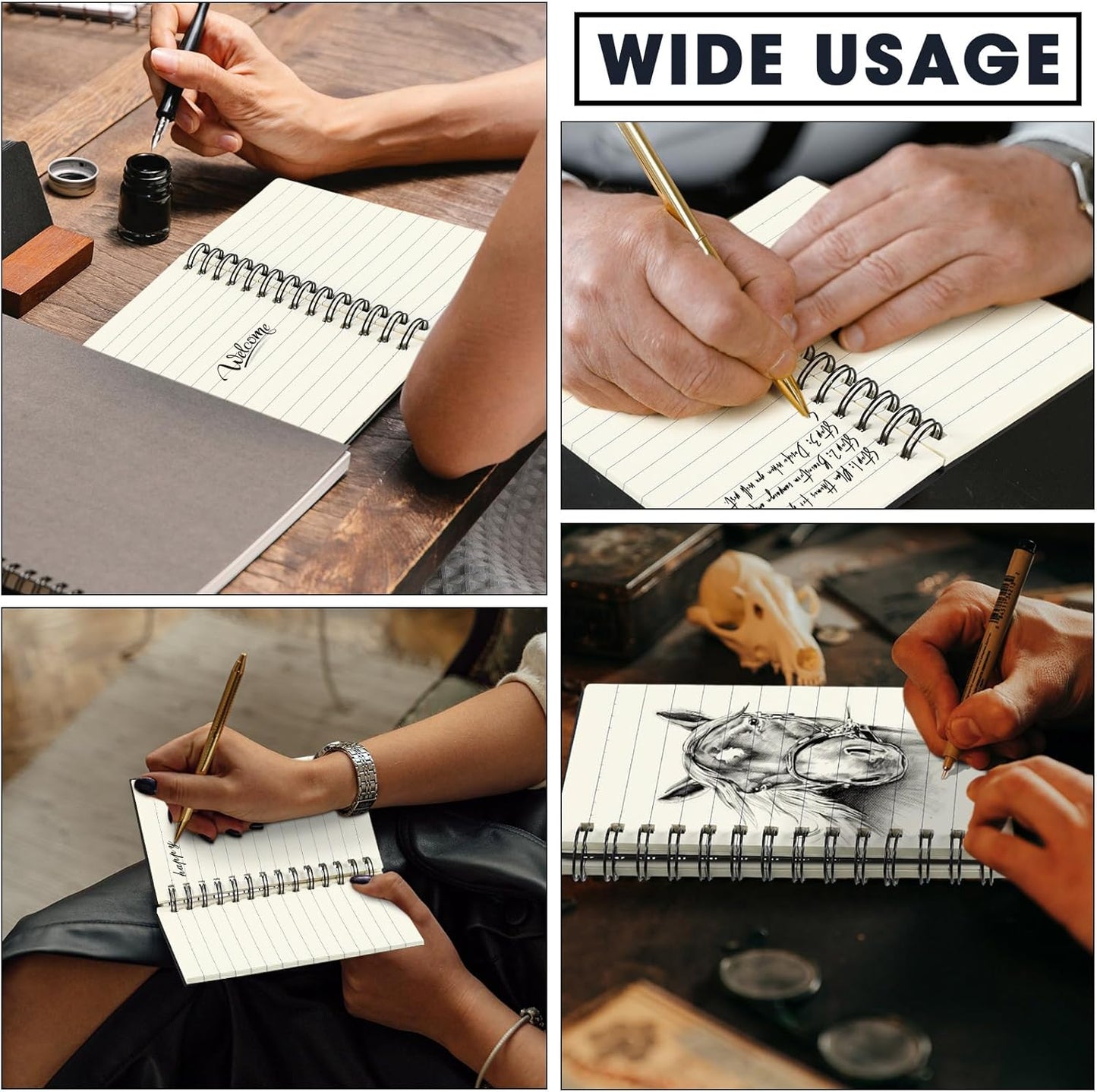 Jutom 54 Pcs Small Spiral Notebooks Memo Pads 3x5 Bulk Small Pocket Notebooks Mini Notepads with Lined Pages Mini Journals for Office Back to School Work Writing Supplies, 120 Pages (Black)