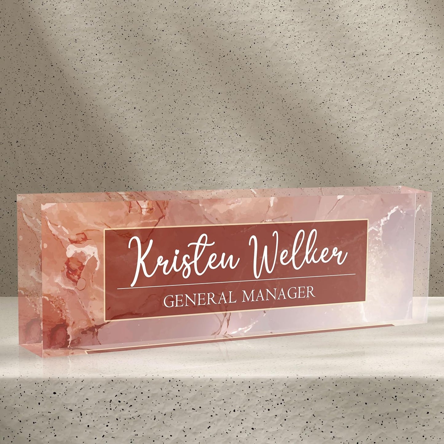 Desk Name Plate Personalized, Custom Name Plate Personalized for Office, Employee Appreciation Gifts,Acrylic Desk Ornaments (red Marble)