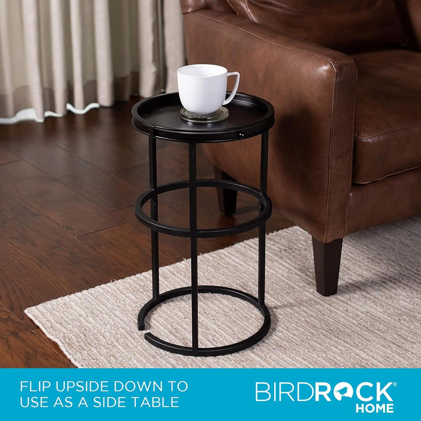 BIRDROCK HOME Circular Umbrella Holder with Removable Drip Tray - Stand for Umbrellas - Entryway - Decorative Metal Freestanding Rack Organizer - Cane Walking Stick Holder - Black