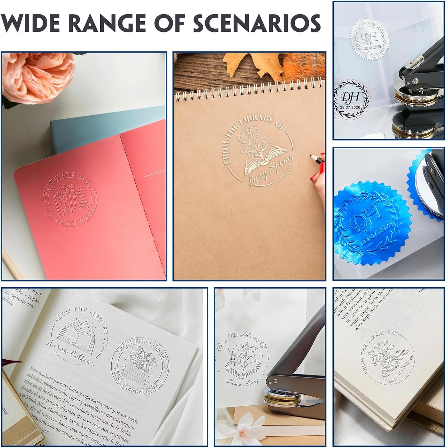 HDSD Custom Christmas Book Embosser, Personalized Book Embosser with Your Message, for Envelopes, Wedding Invitation, Christmas Gifts and More