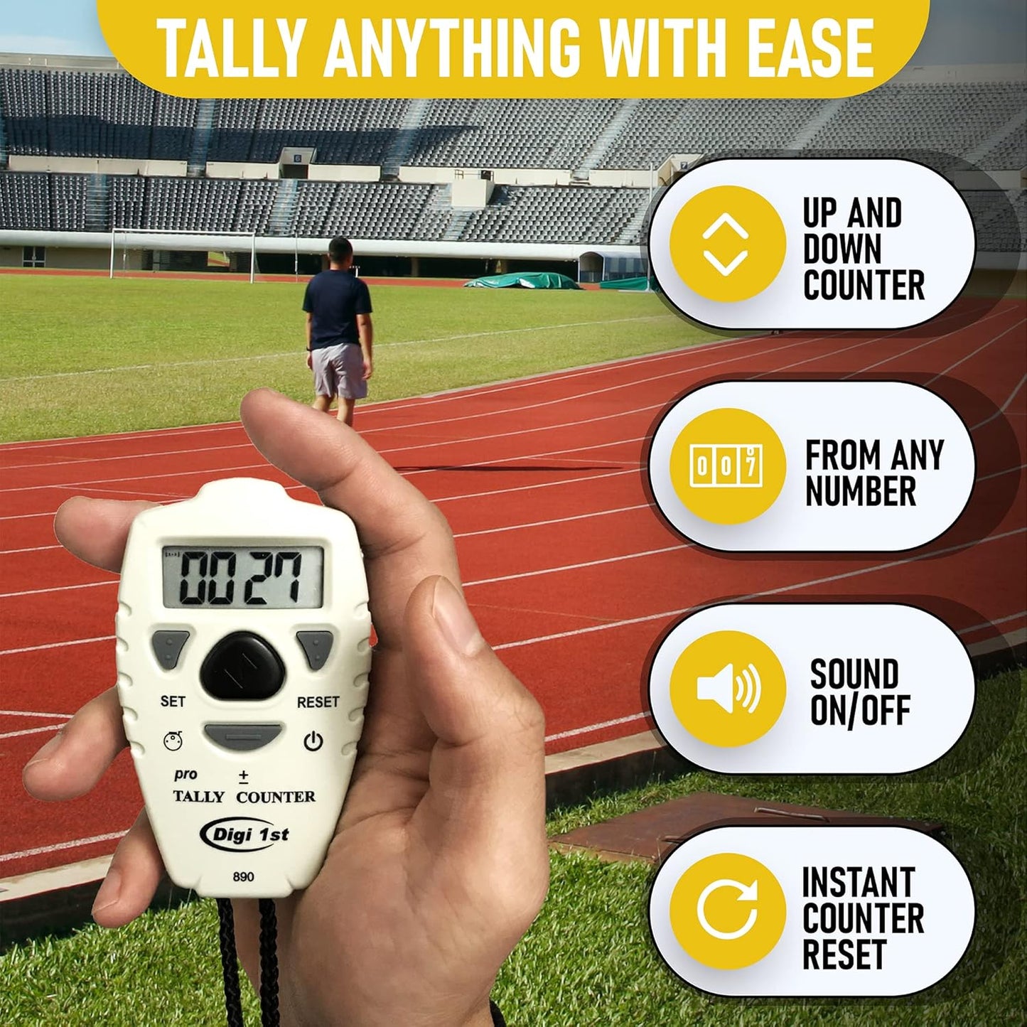 TC-890 Digital Tally Counter, Electronic Up Down Clicker Counter, Add/Subtract People Counter, Handheld Pitch Counter for Golf, Lap & Knitting (2-Pack)